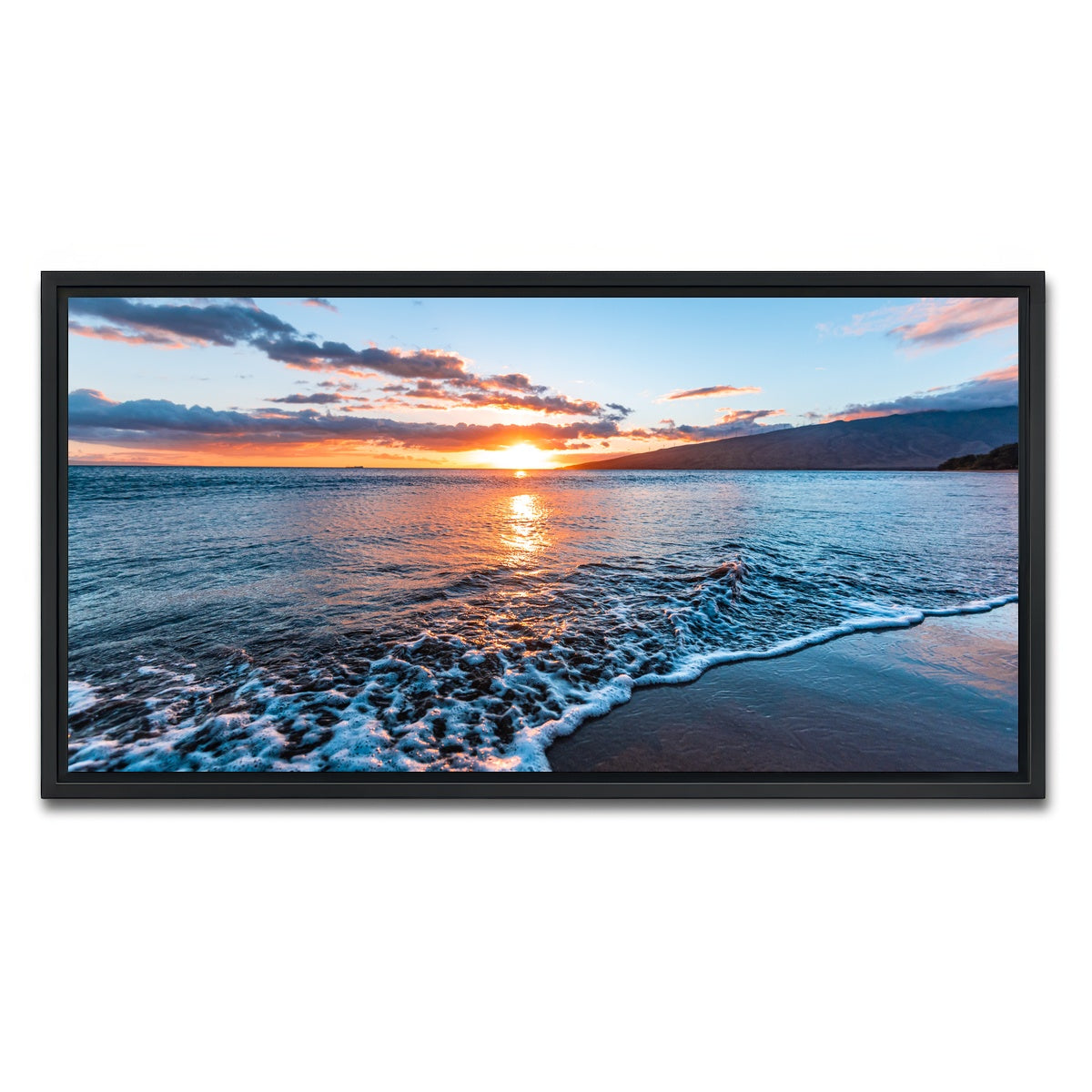AUTO-MOCKUP WHITE | Maui Beach Sunset | 1 Piece | Black Framed Canvas | group=2x1