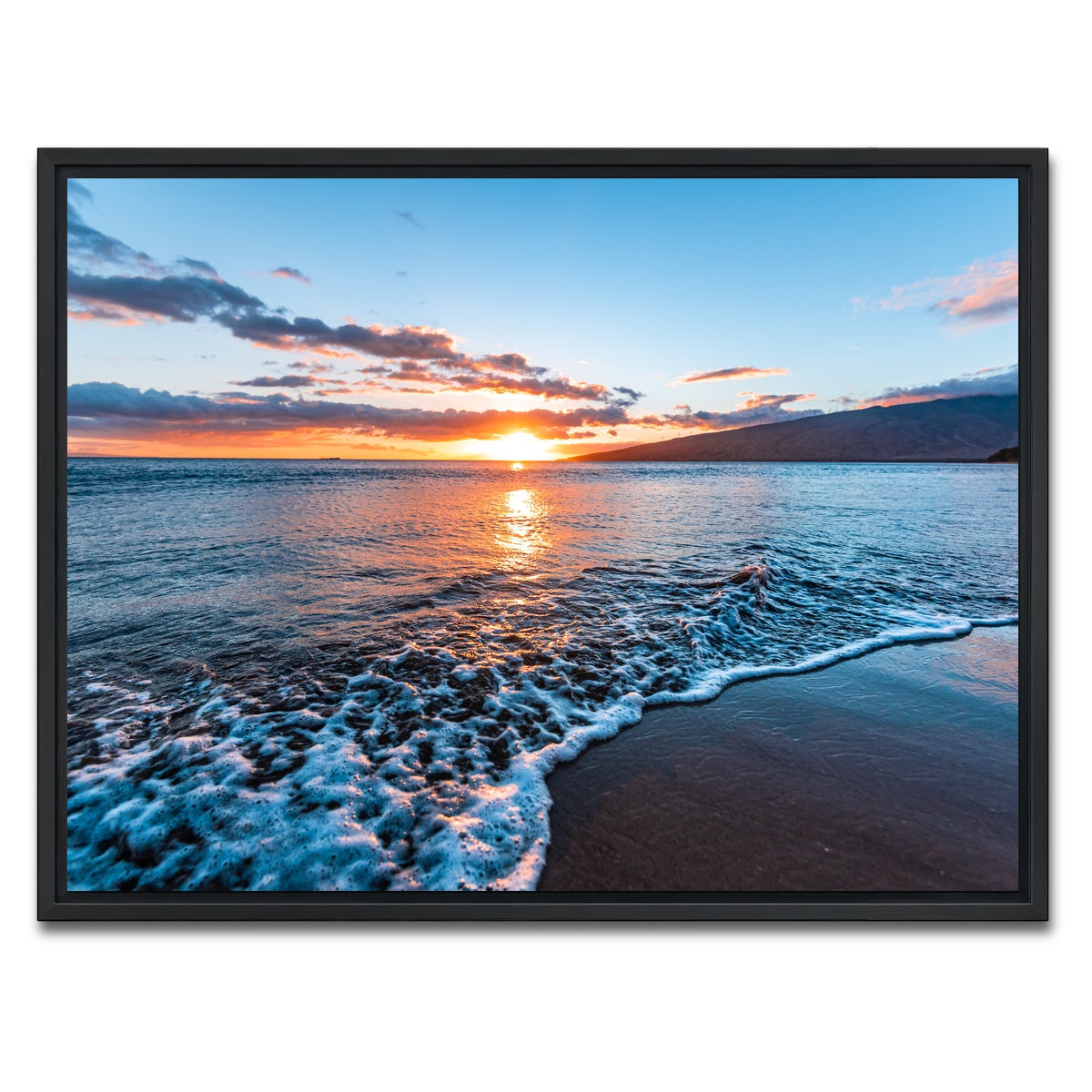 AUTO-MOCKUP WHITE | Maui Beach Sunset | 1 Piece | Black Framed Canvas | group=4x3