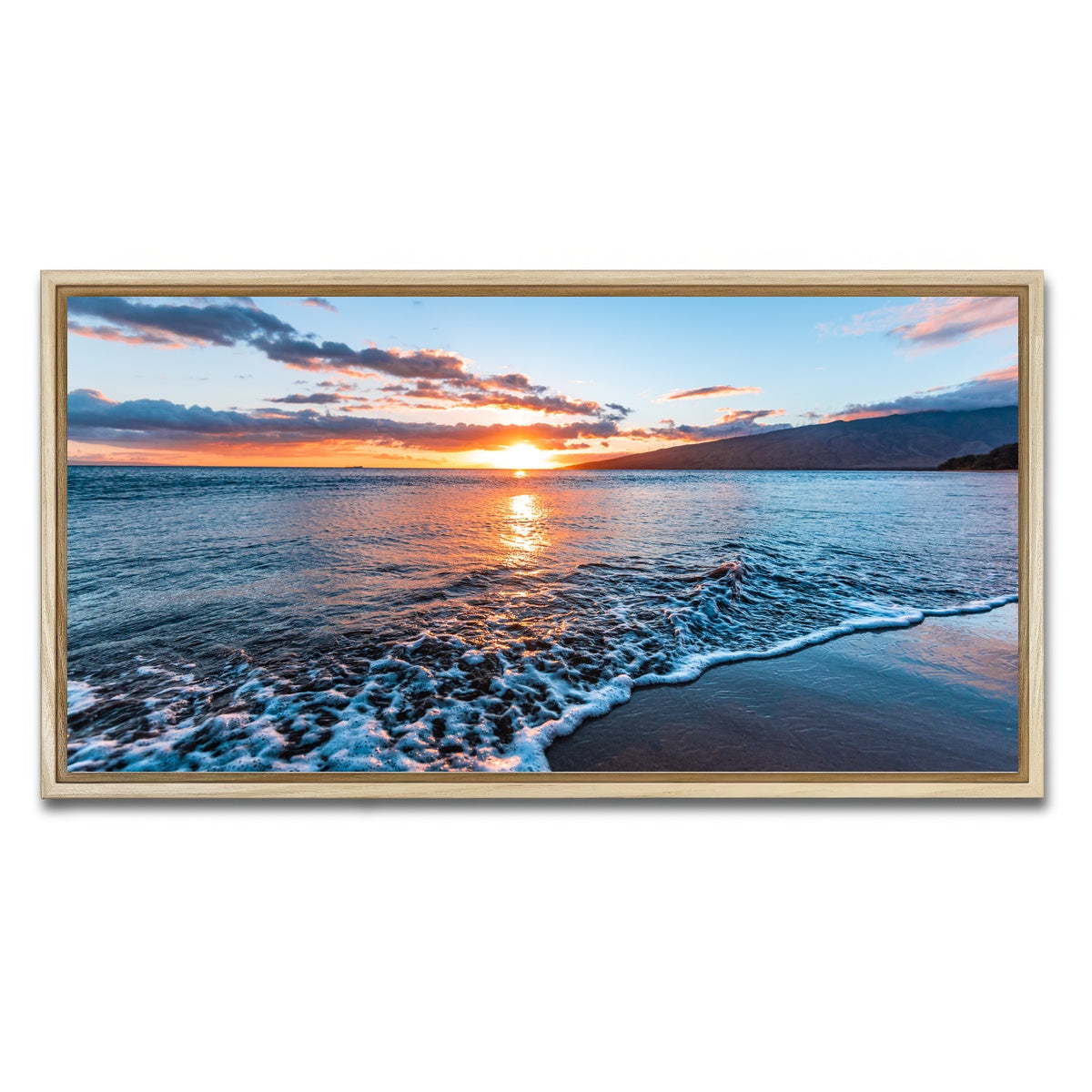 AUTO-MOCKUP WHITE | Maui Beach Sunset | 1 Piece | Natural Framed Canvas | group=2x1