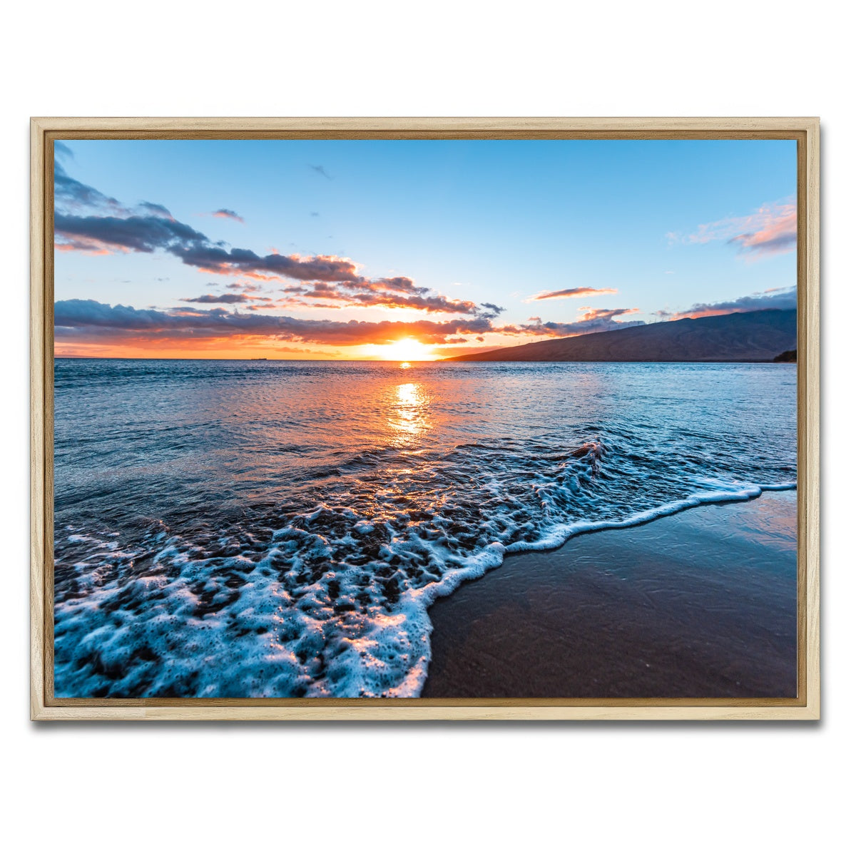 AUTO-MOCKUP WHITE | Maui Beach Sunset | 1 Piece | Natural Framed Canvas | group=4x3