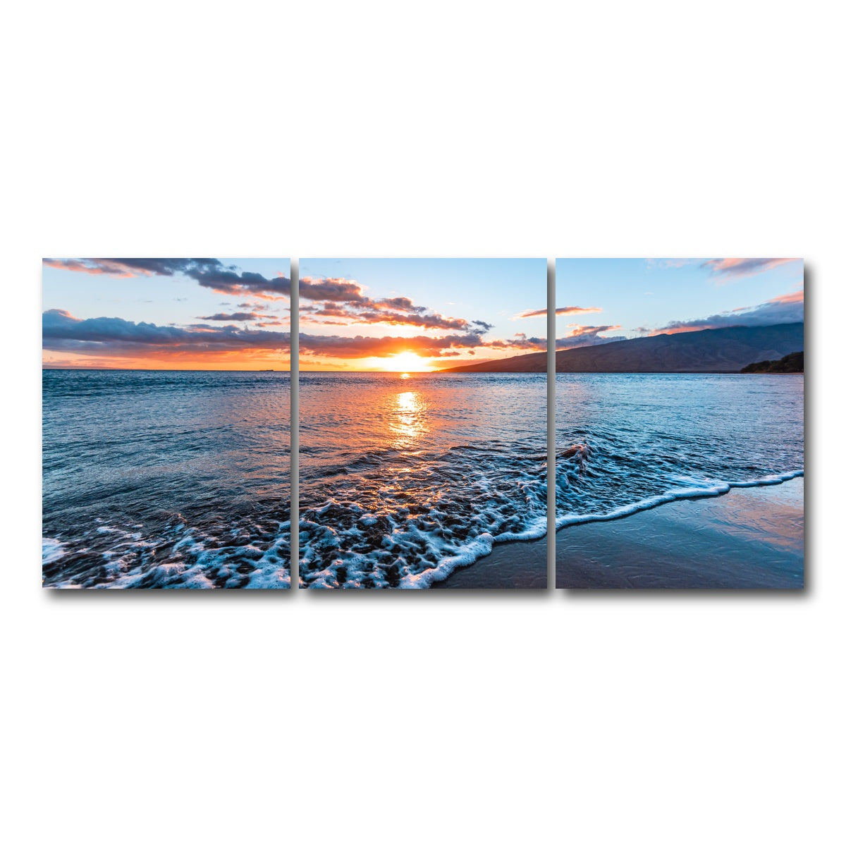 AUTO-MOCKUP WHITE | Maui Beach Sunset | 3 Piece | Gallery Wrap Canvas | group=18x24