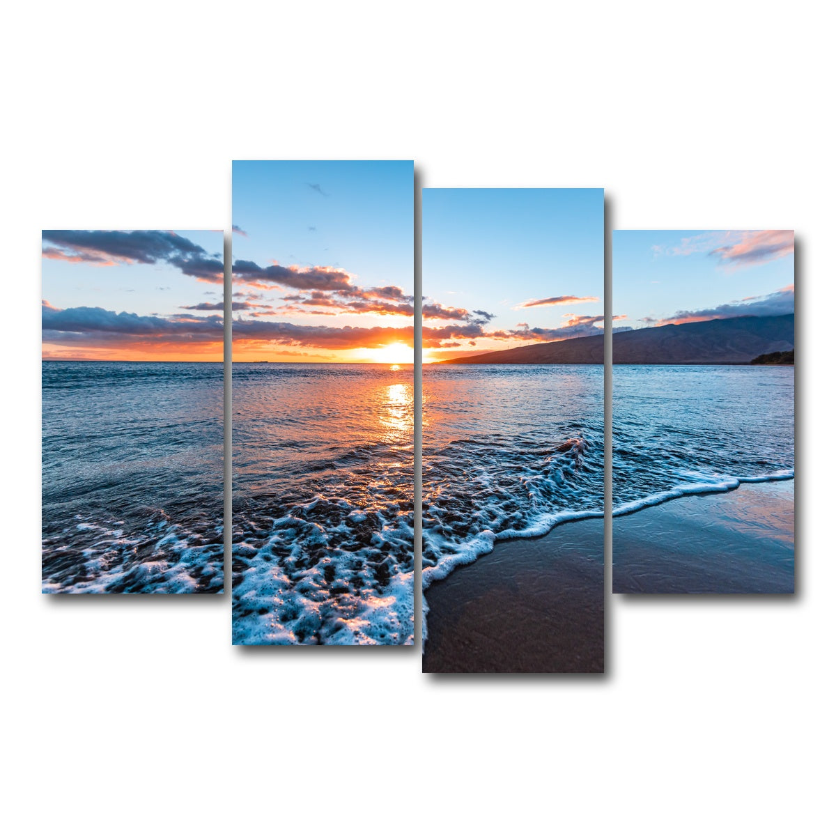 AUTO-MOCKUP WHITE | Maui Beach Sunset | 4 Piece | Gallery Wrap Canvas | group=4_short