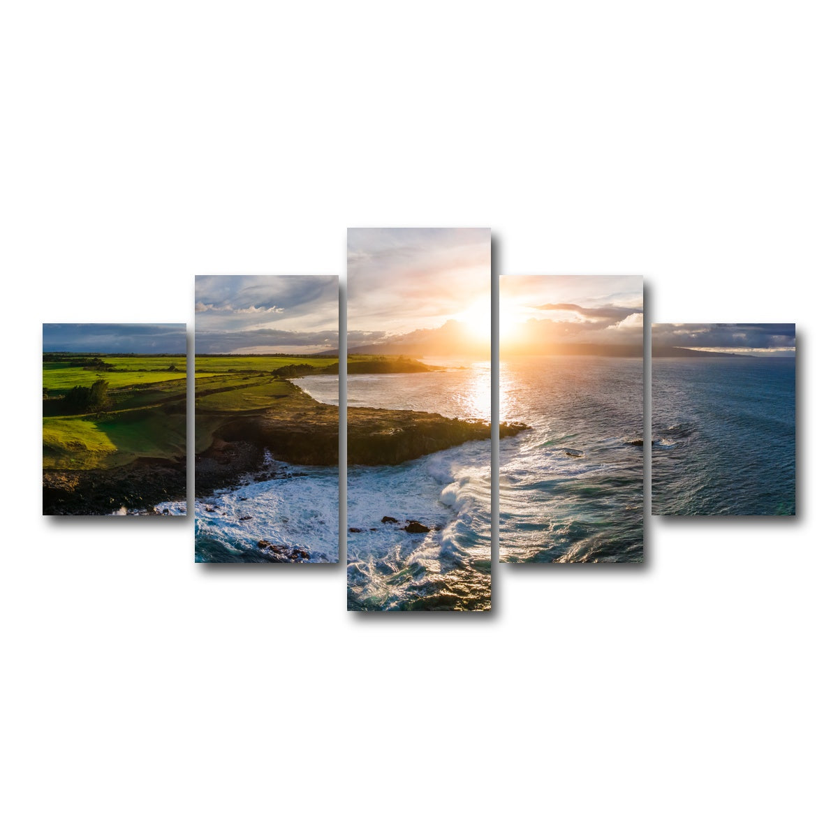 AUTO-MOCKUP WHITE | Maui Coast Sunny | 5 Piece | Gallery Wrap Canvas | group=5_short