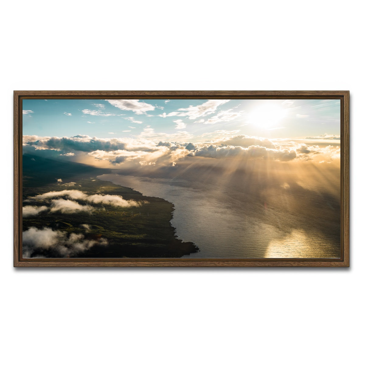 AUTO-MOCKUP WHITE | Maui From Above | 1 Piece | Walnut Framed Canvas | group=2x1