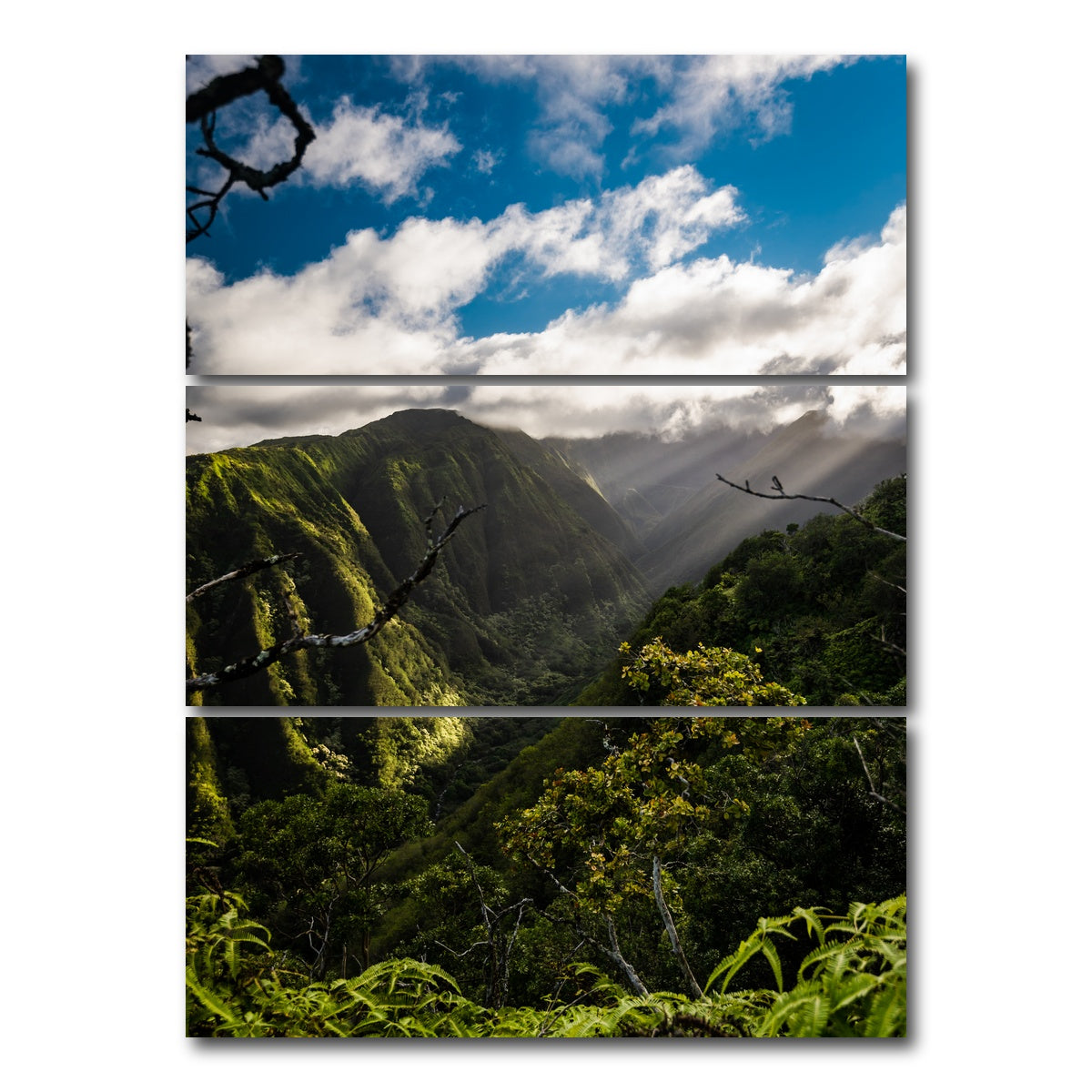 AUTO-MOCKUP WHITE | Maui Landscape | 3 Piece | Gallery Wrap Canvas | group=8x18_stacked