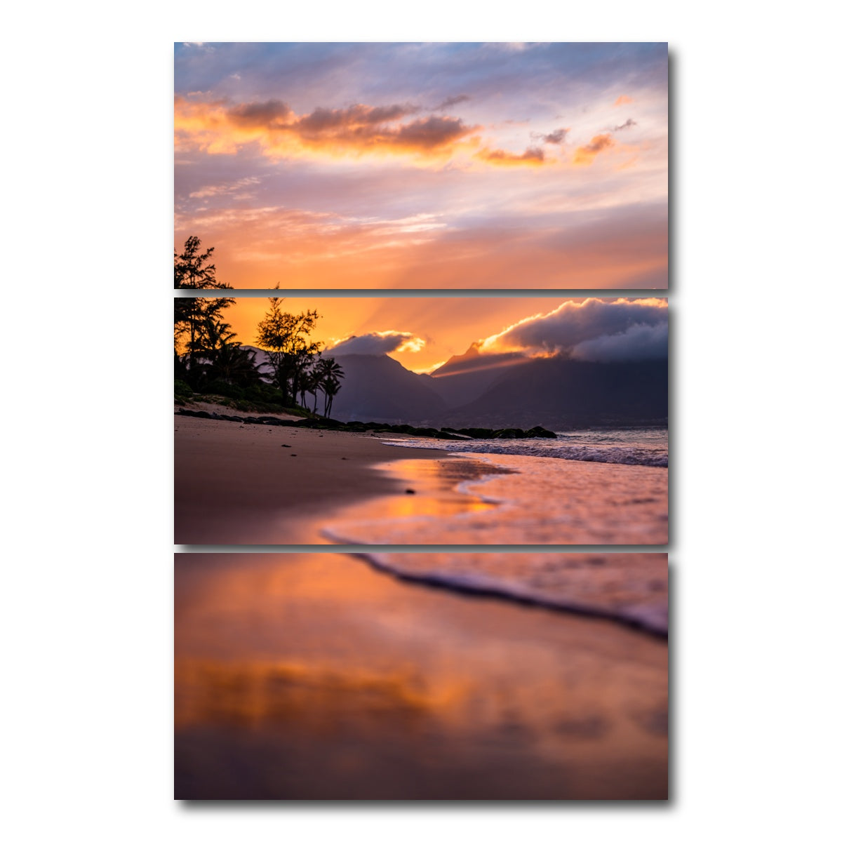 AUTO-MOCKUP WHITE | Maui Reflections | 3 Piece | Gallery Wrap Canvas | group=12x24_stacked