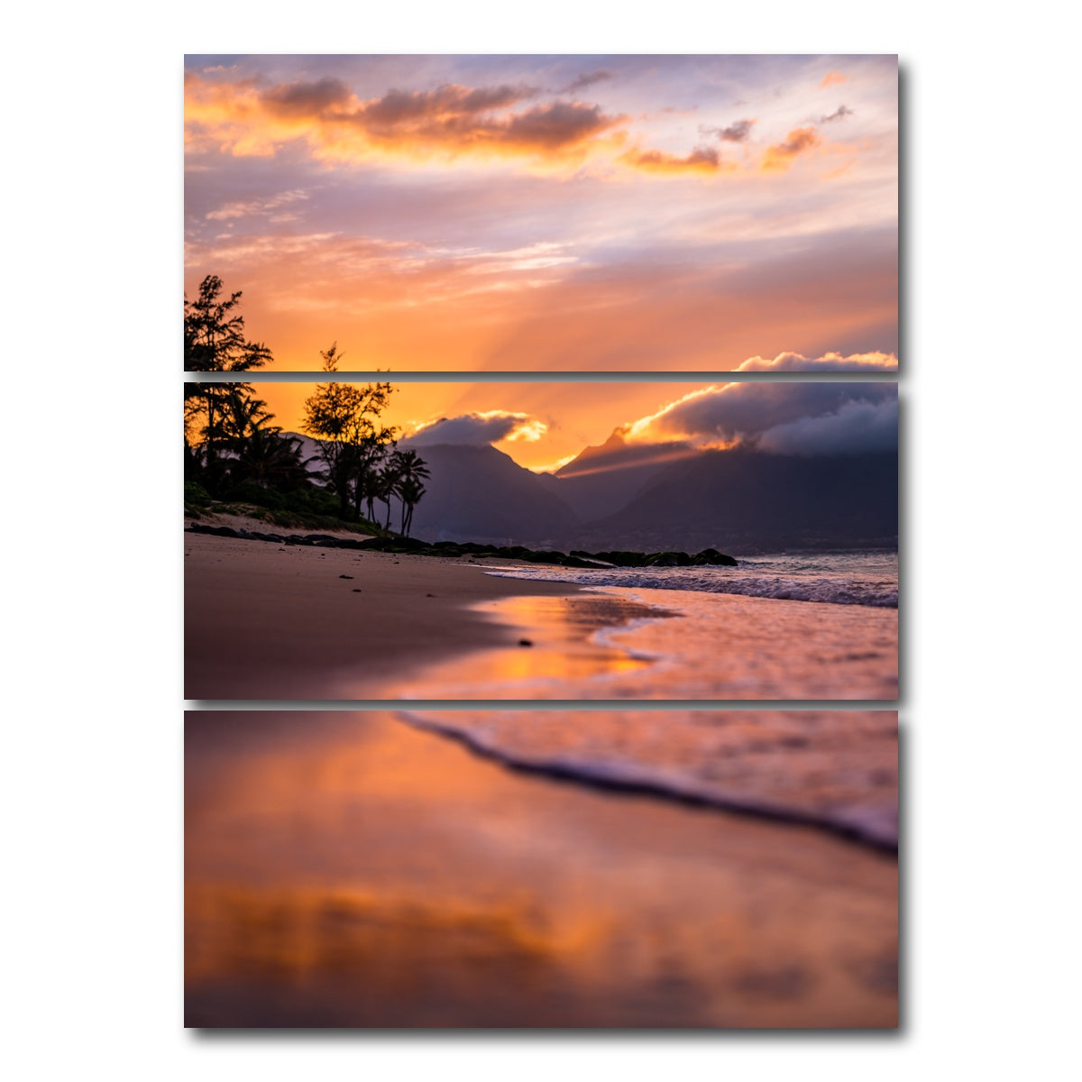 AUTO-MOCKUP WHITE | Maui Reflections | 3 Piece | Gallery Wrap Canvas | group=8x18_stacked