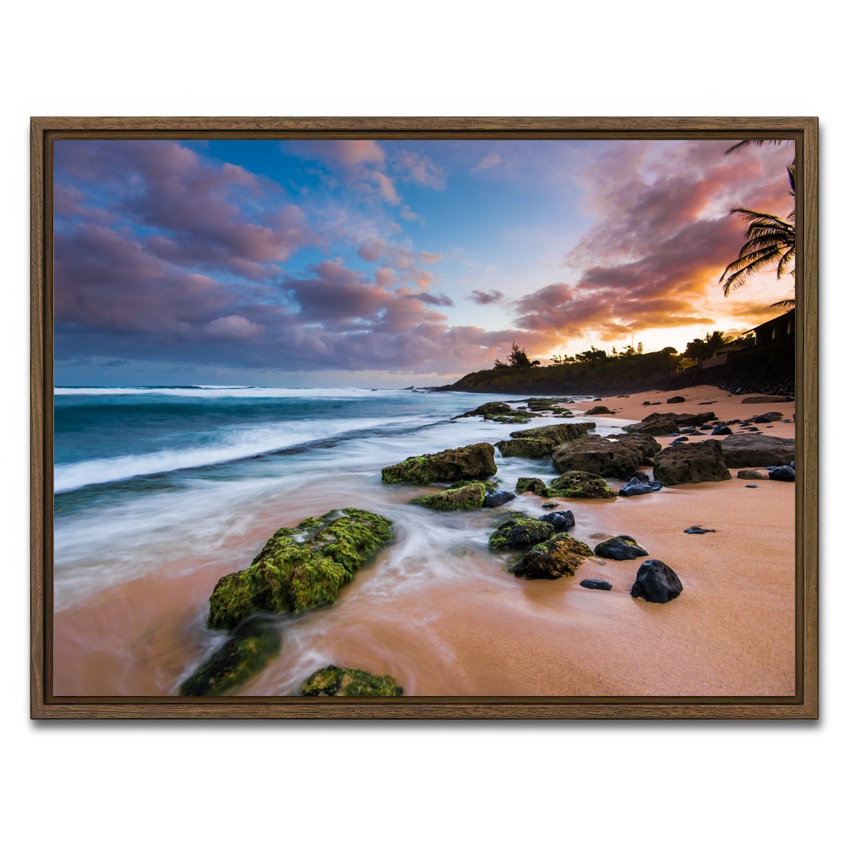 AUTO-MOCKUP WHITE | Maui Sunrise | 1 Piece | Walnut Framed Canvas | group=4x3