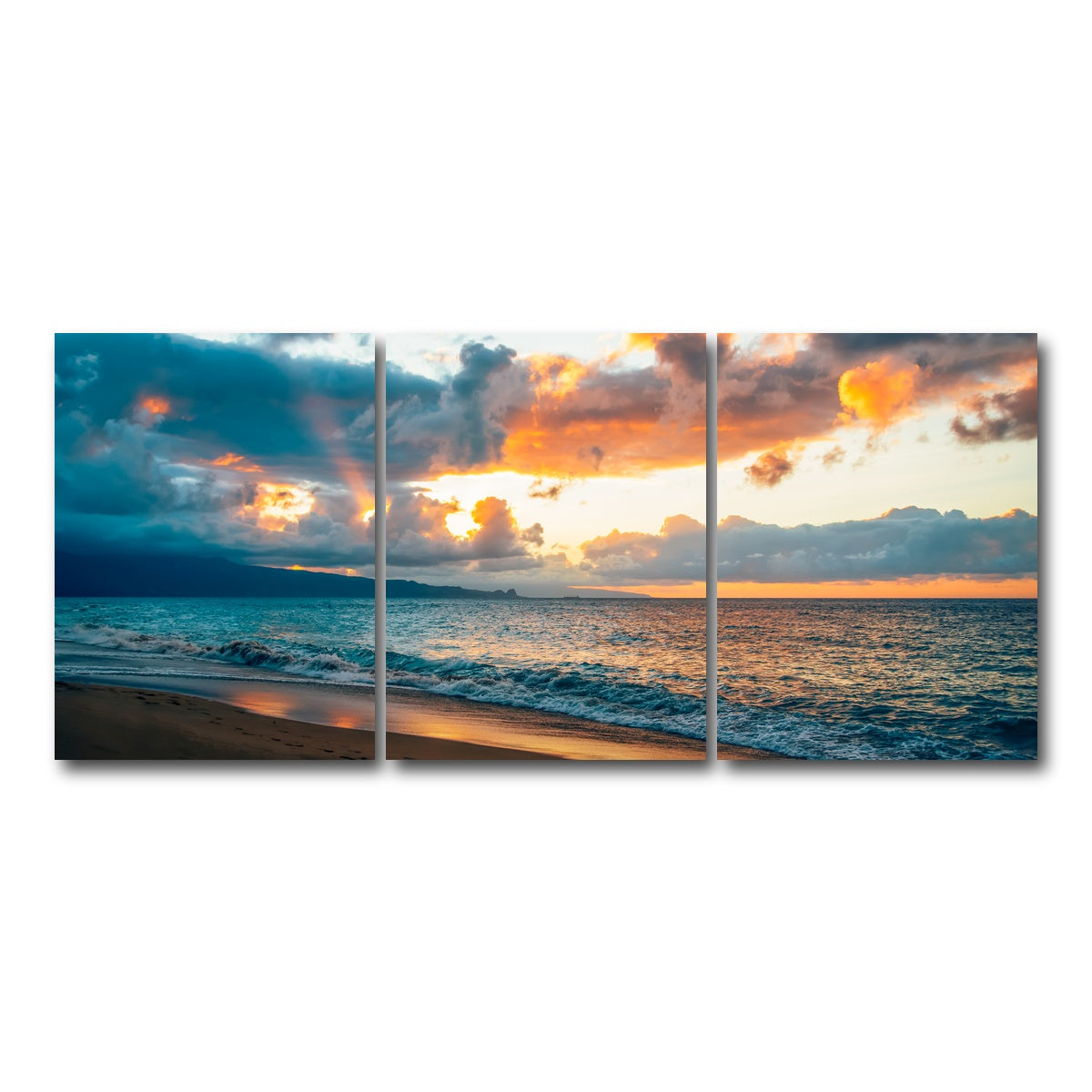 AUTO-MOCKUP WHITE | Maui Sunset | 3 Piece | Gallery Wrap Canvas | group=18x24