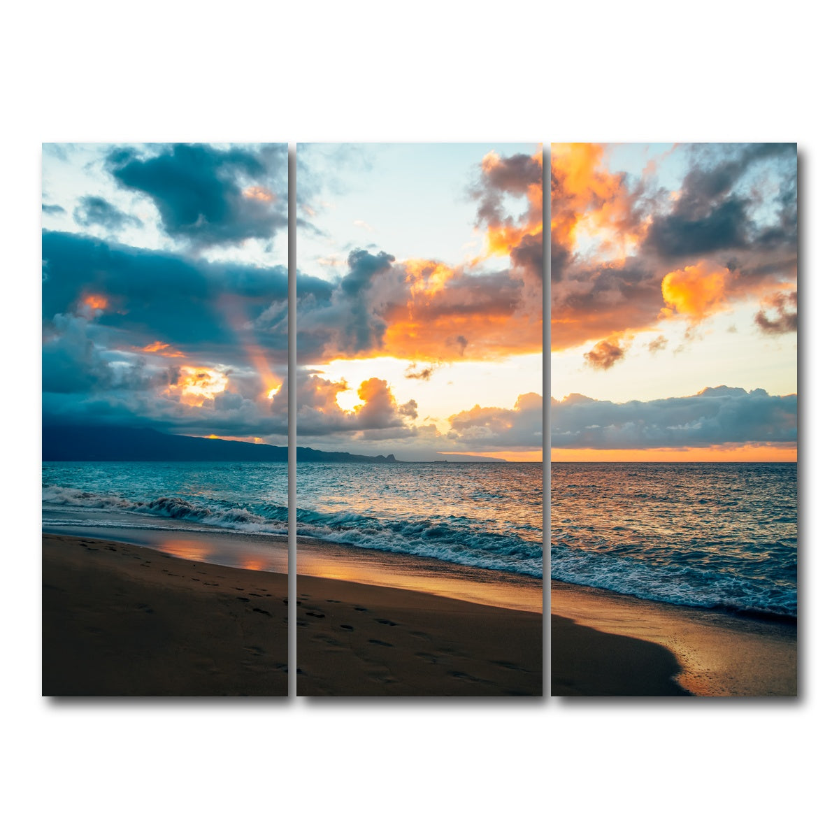 AUTO-MOCKUP WHITE | Maui Sunset | 3 Piece | Gallery Wrap Canvas | group=8x18