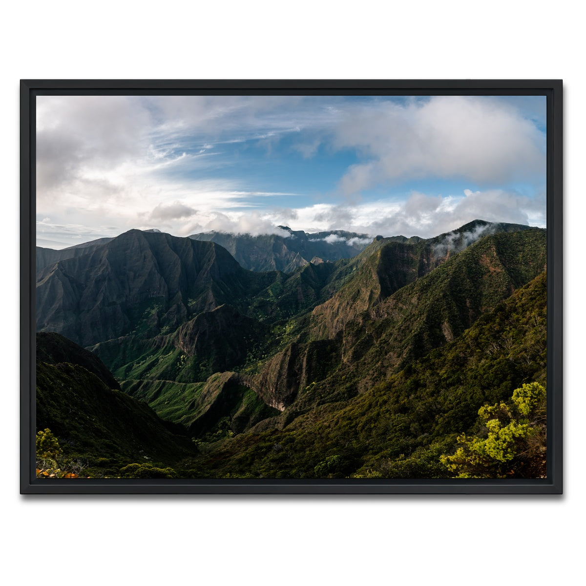 AUTO-MOCKUP WHITE | Maui Valley Panorama | 1 Piece | Black Framed Canvas | group=4x3