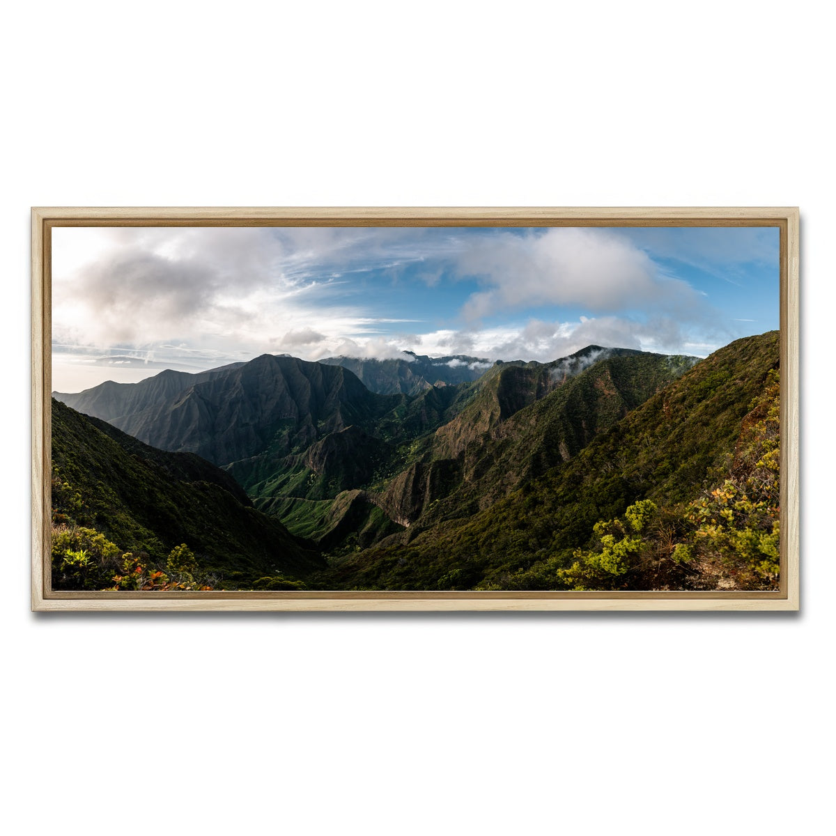AUTO-MOCKUP WHITE | Maui Valley Panorama | 1 Piece | Natural Framed Canvas | group=2x1
