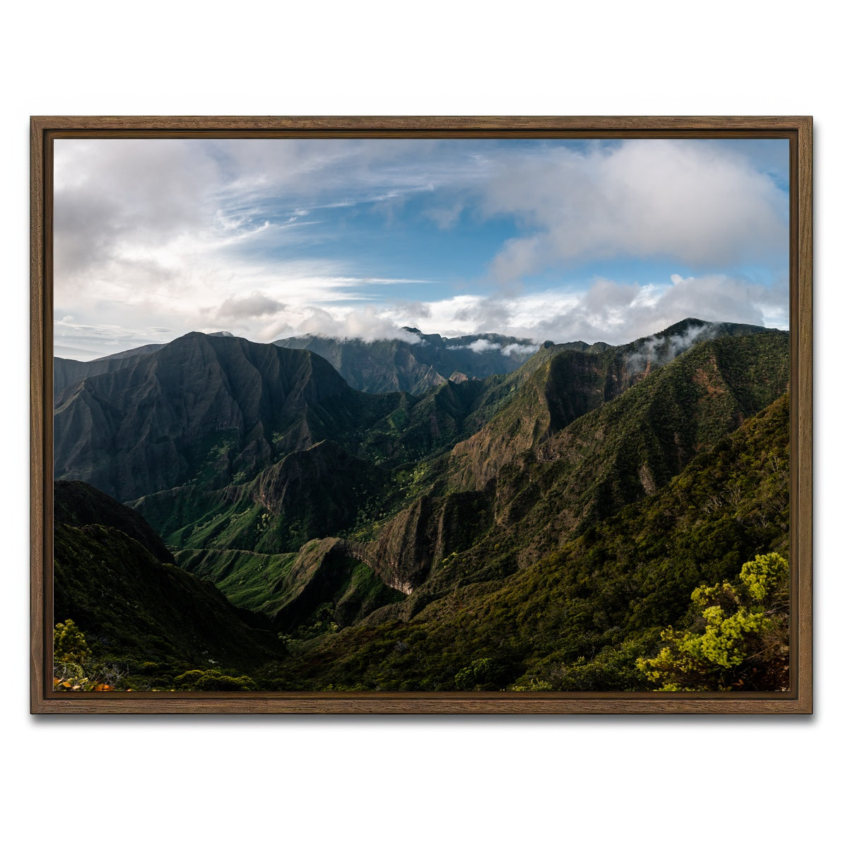 AUTO-MOCKUP WHITE | Maui Valley Panorama | 1 Piece | Walnut Framed Canvas | group=4x3