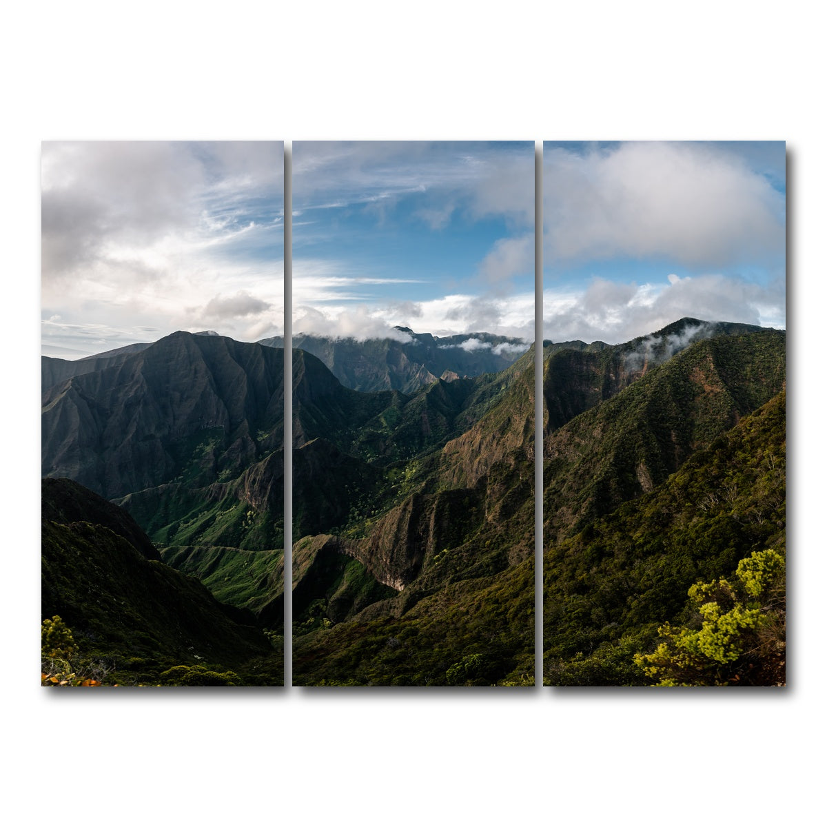 AUTO-MOCKUP WHITE | Maui Valley Panorama | 3 Piece | Gallery Wrap Canvas | group=8x18