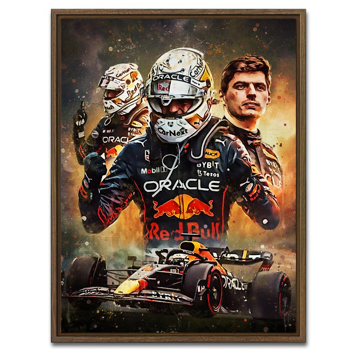 AUTO-MOCKUP WHITE | Max Verstappen F1 | 1 Piece | Walnut Framed Canvas | group=3x4