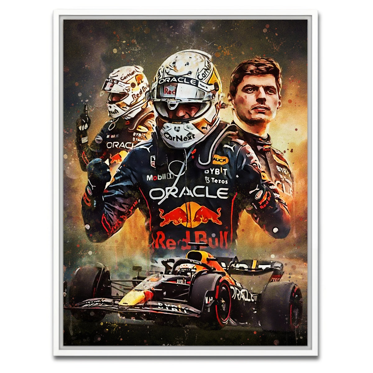 AUTO-MOCKUP WHITE | Max Verstappen F1 | 1 Piece | White Framed Canvas | group=3x4