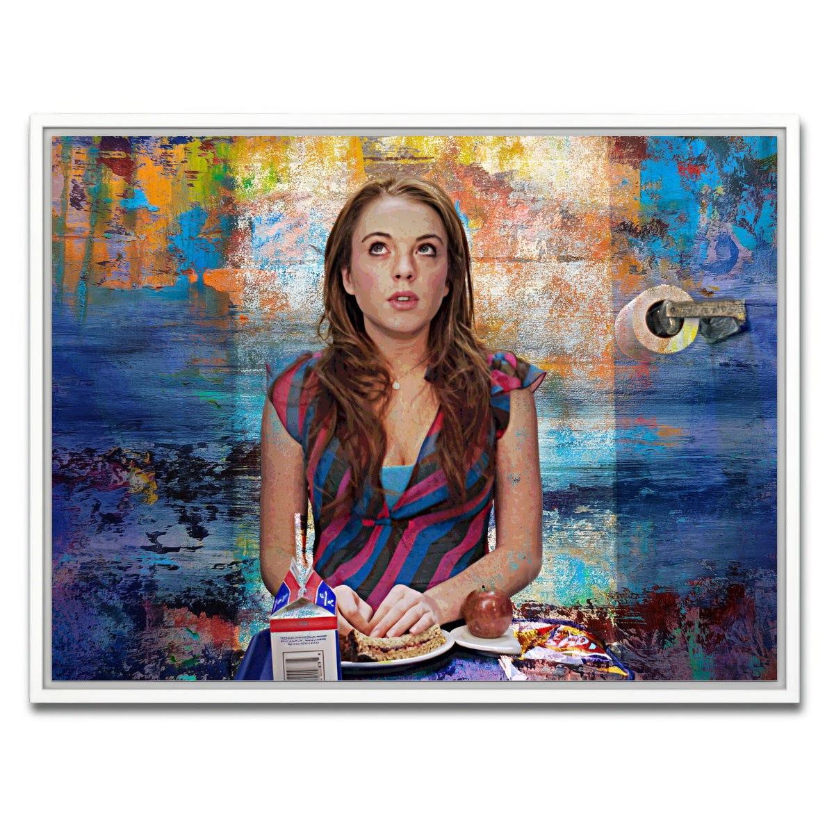 AUTO-MOCKUP WHITE | Mean Girls Bathroom Lunch | 1 Piece | White Framed Canvas | group=4x3