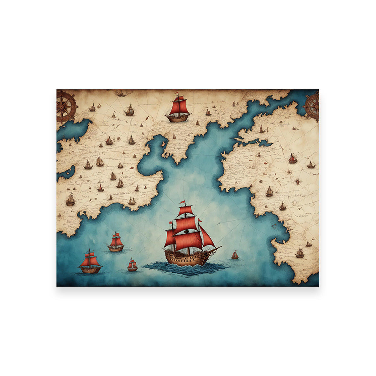 Medieval Nautical Map Wall Art