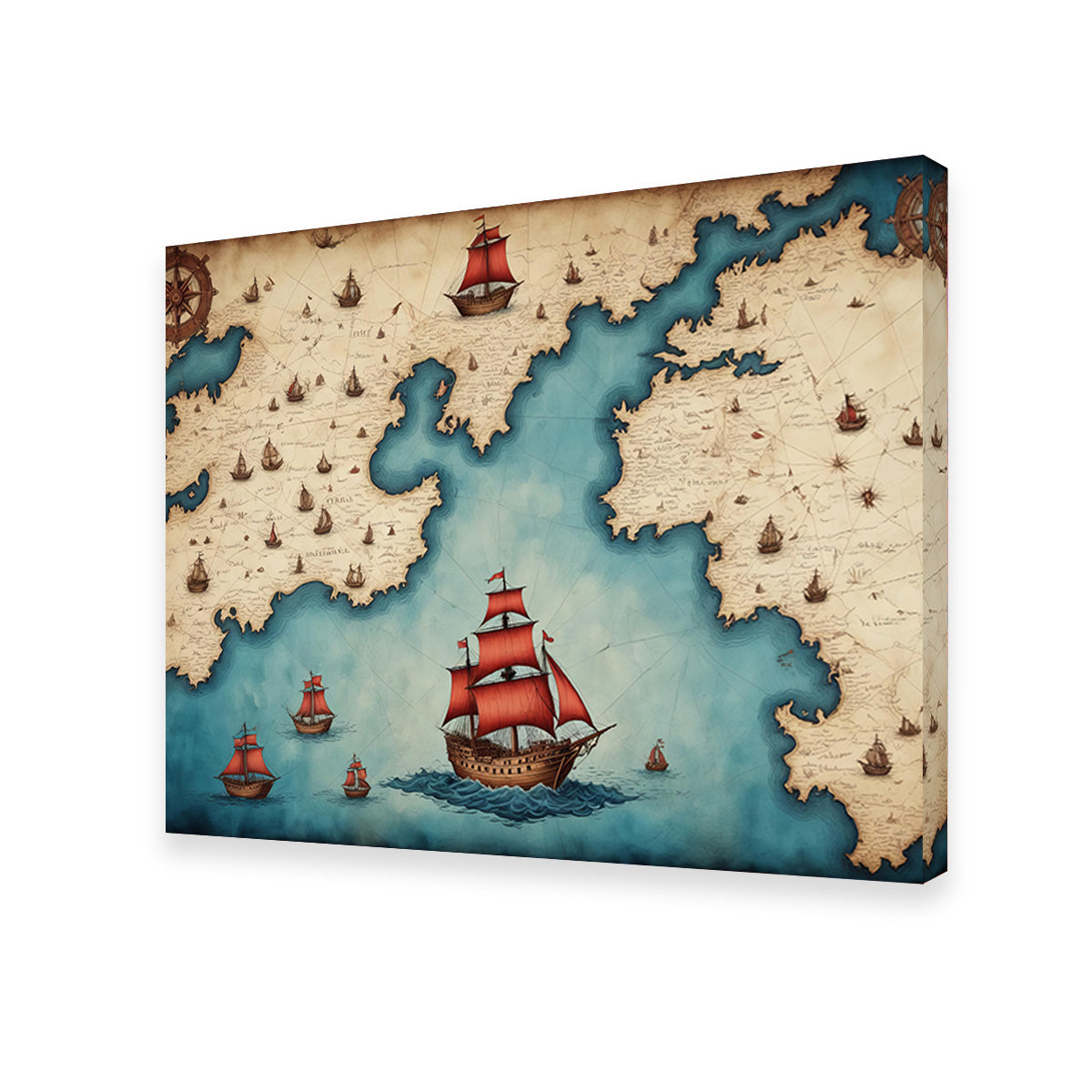 Medieval Nautical Map Wall Art