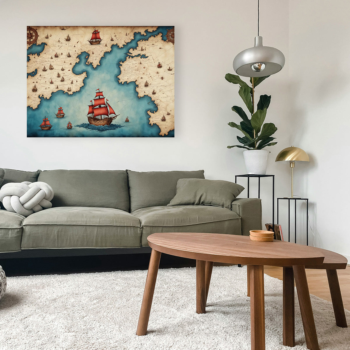 Medieval Nautical Map Wall Art