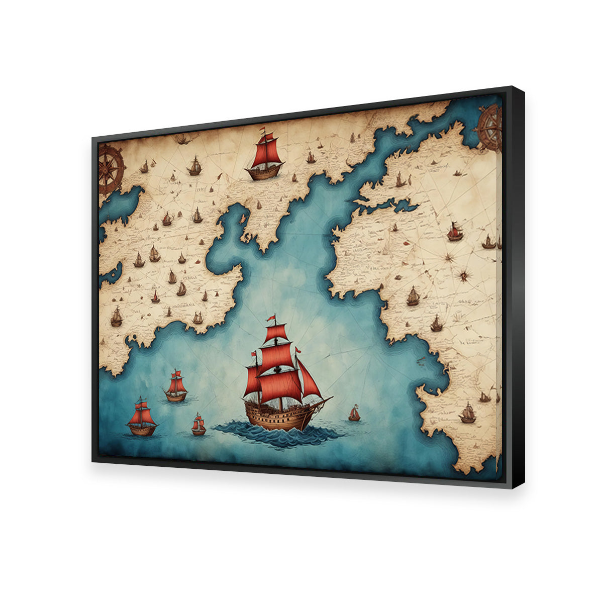 Medieval Nautical Map Wall Art