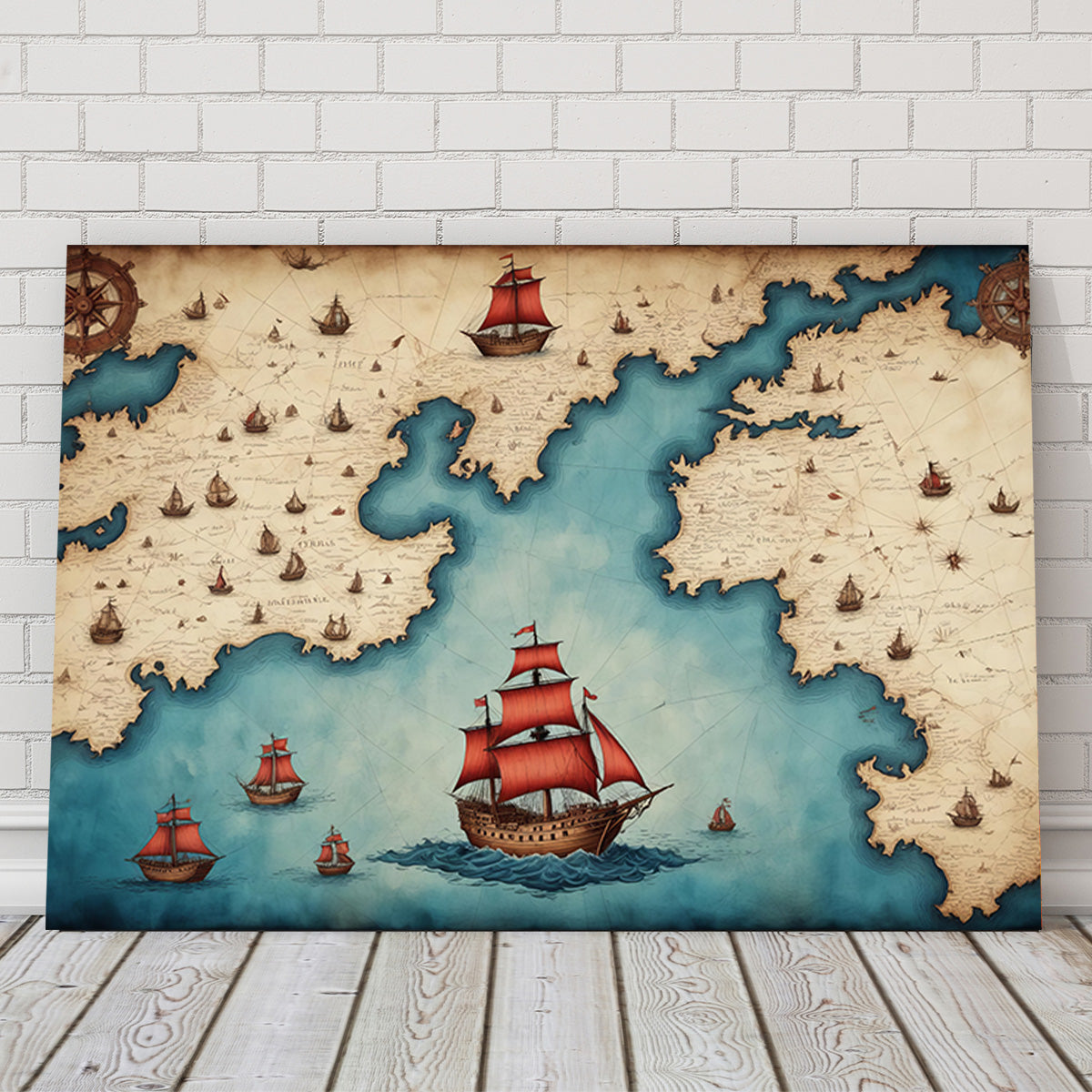 Medieval Nautical Map Wall Art