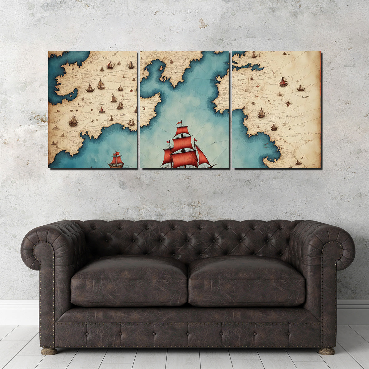 Medieval Nautical Map Wall Art