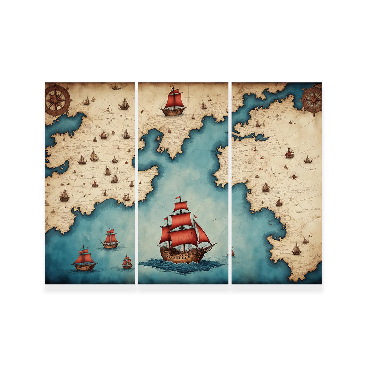 Medieval Nautical Map Wall Art