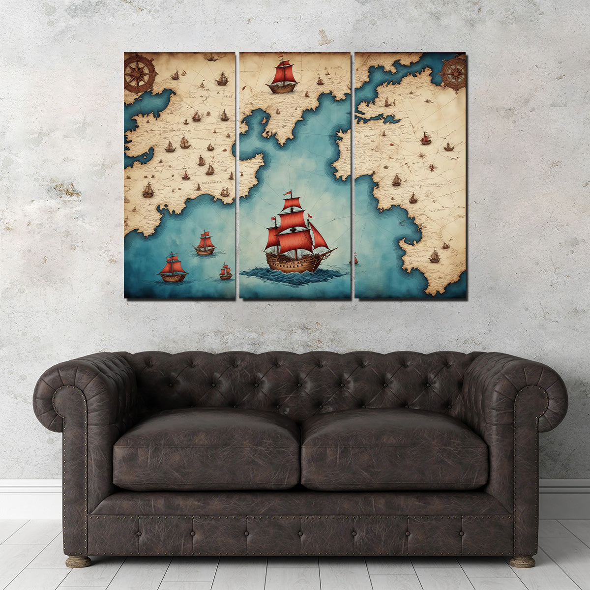 Medieval Nautical Map Wall Art