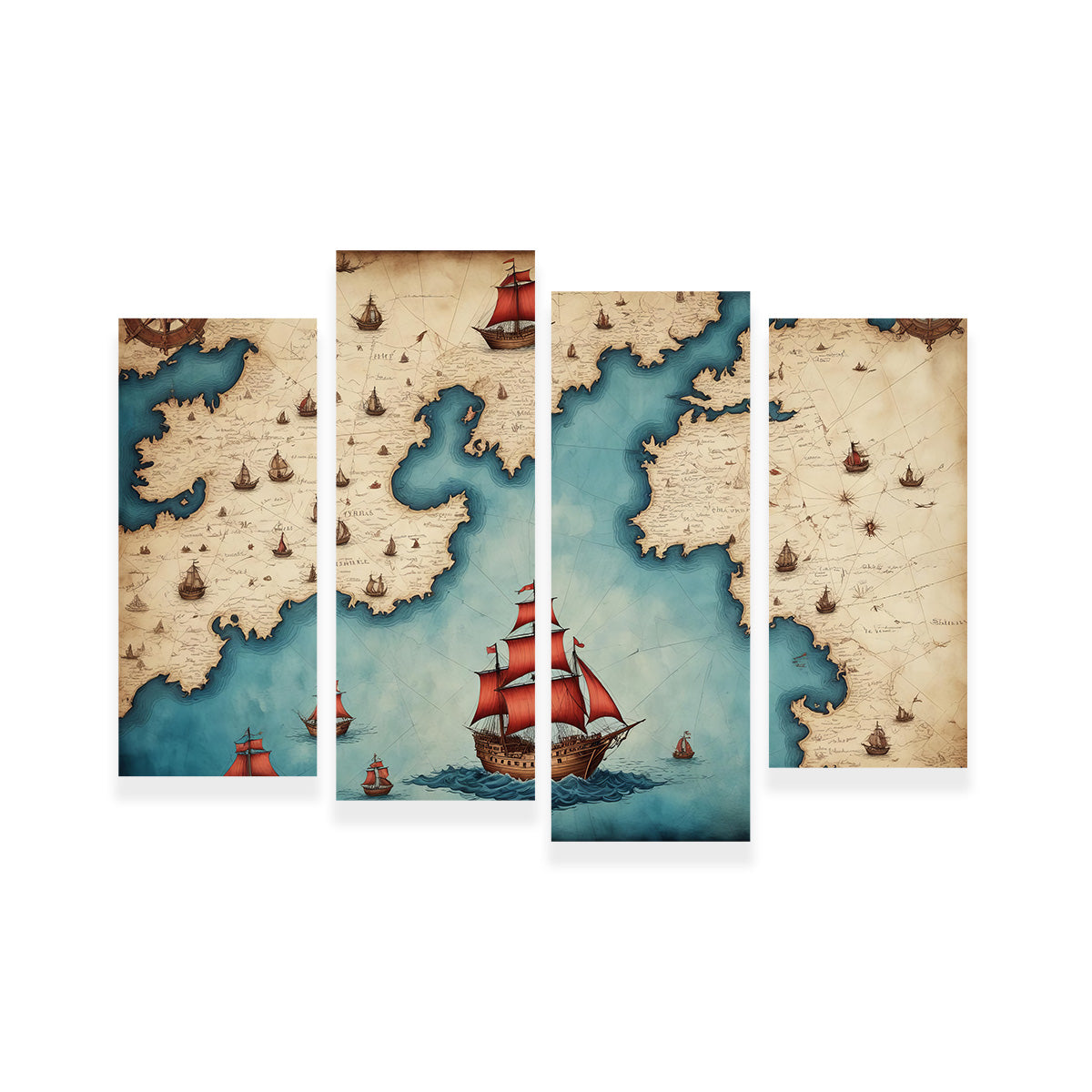 Medieval Nautical Map Wall Art