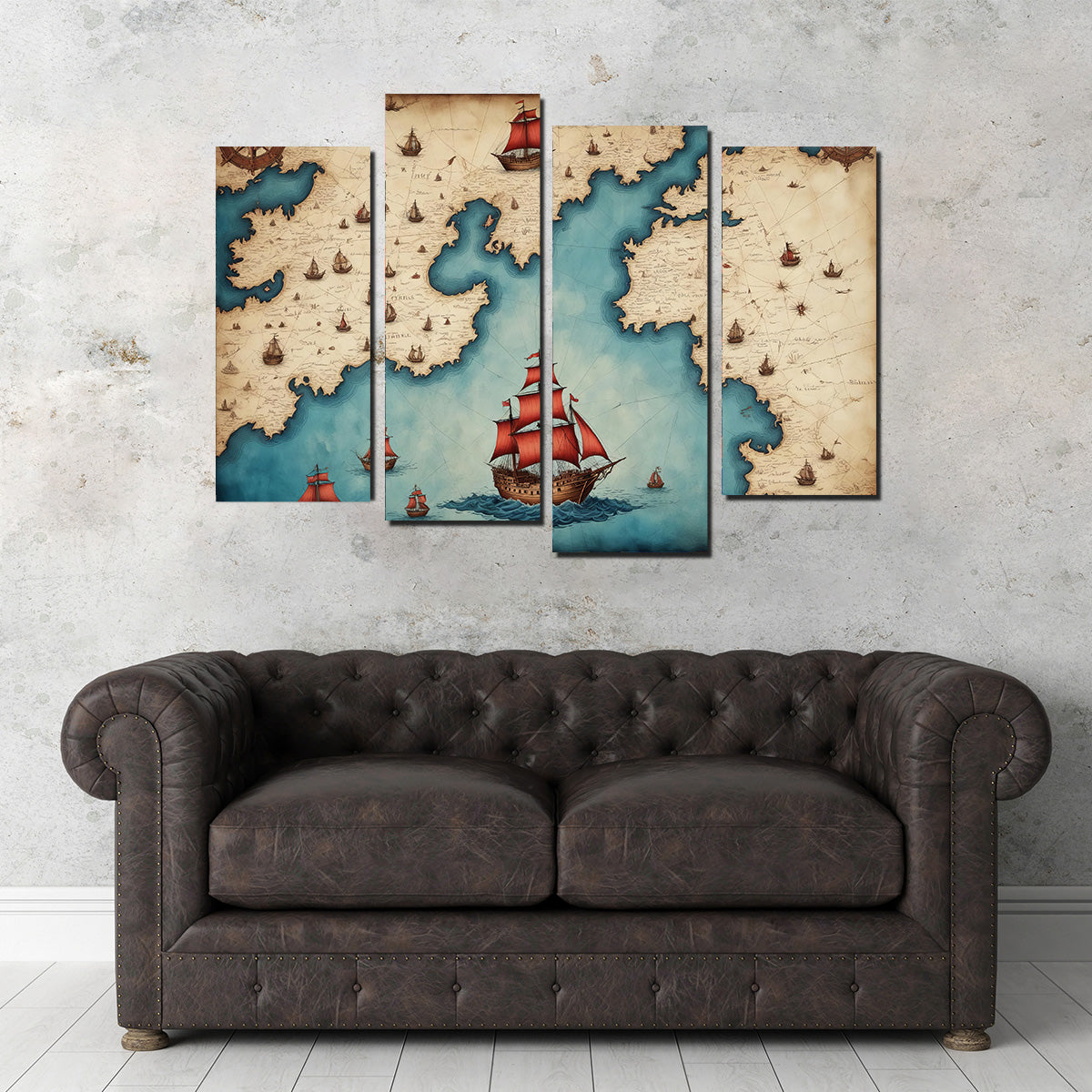 Medieval Nautical Map Wall Art