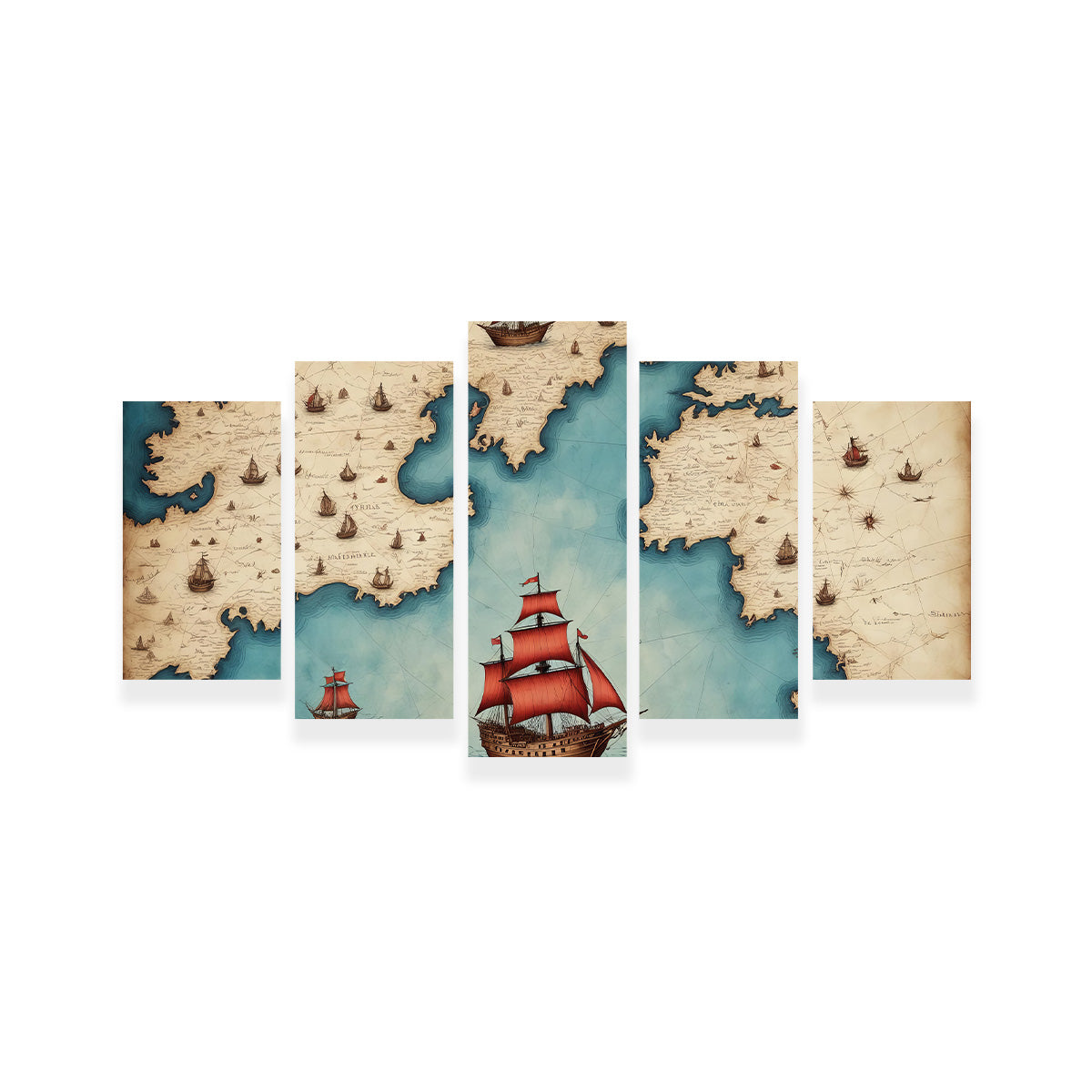 Medieval Nautical Map Wall Art