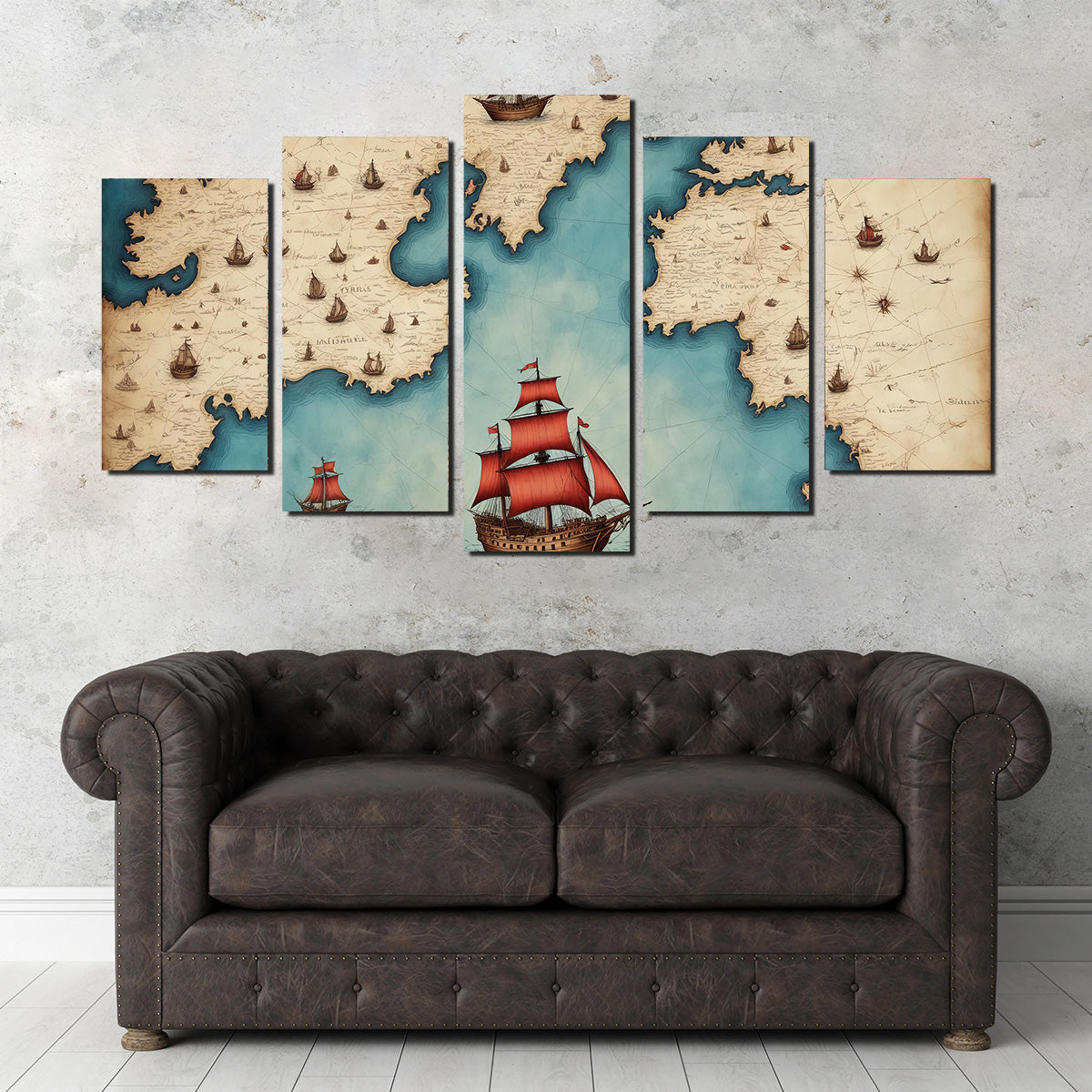 Medieval Nautical Map Wall Art