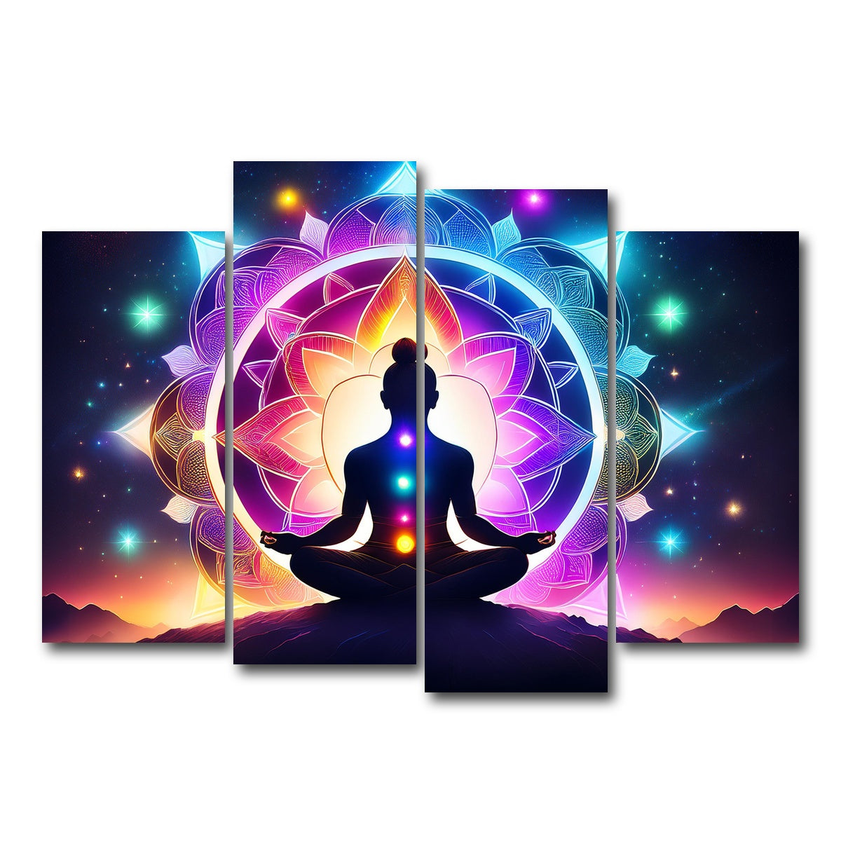 AUTO-MOCKUP WHITE | Meditating Chakras | 4 Piece | Gallery Wrap Canvas | group=4_normal