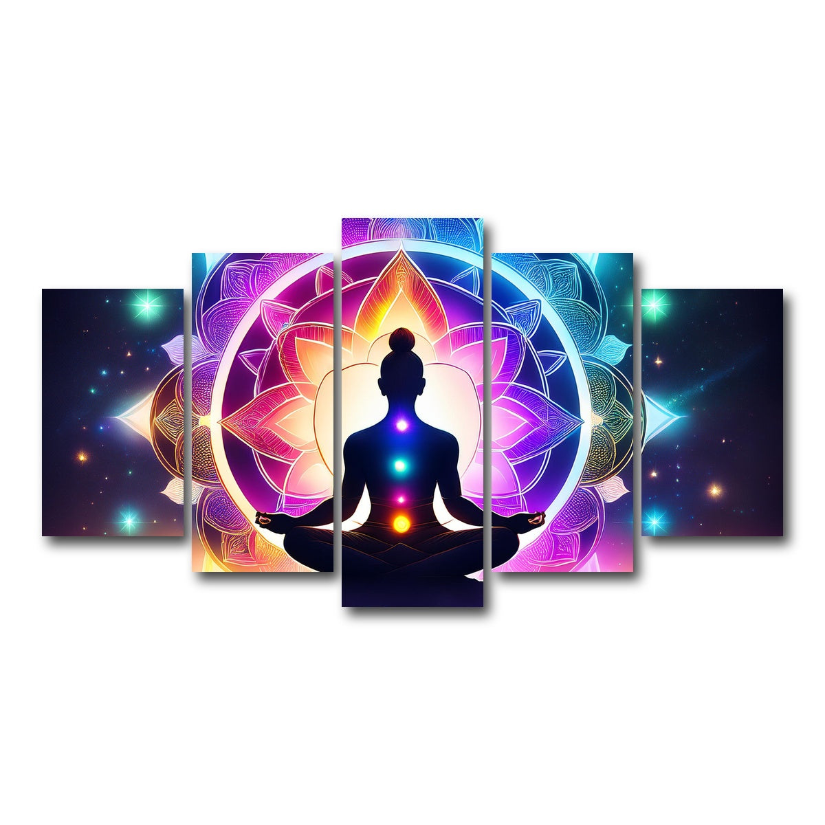 AUTO-MOCKUP WHITE | Meditating Chakras | 5 Piece | Gallery Wrap Canvas | group=5_normal