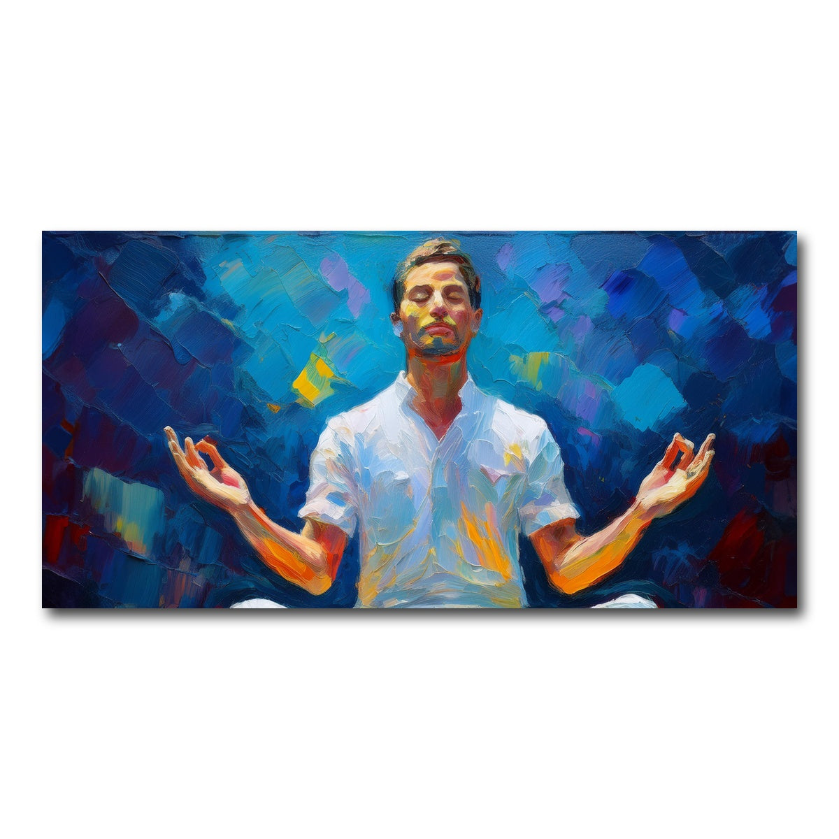 AUTO-MOCKUP WHITE | Meditating Man | 1 Piece | Gallery Wrap Canvas | group=2x1