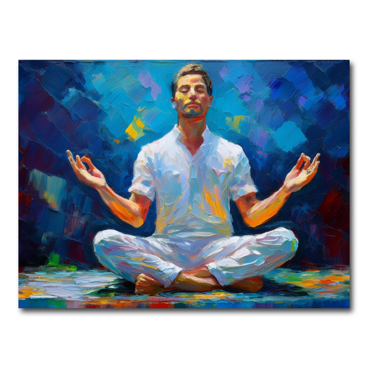 AUTO-MOCKUP WHITE | Meditating Man | 1 Piece | Gallery Wrap Canvas | group=4x3