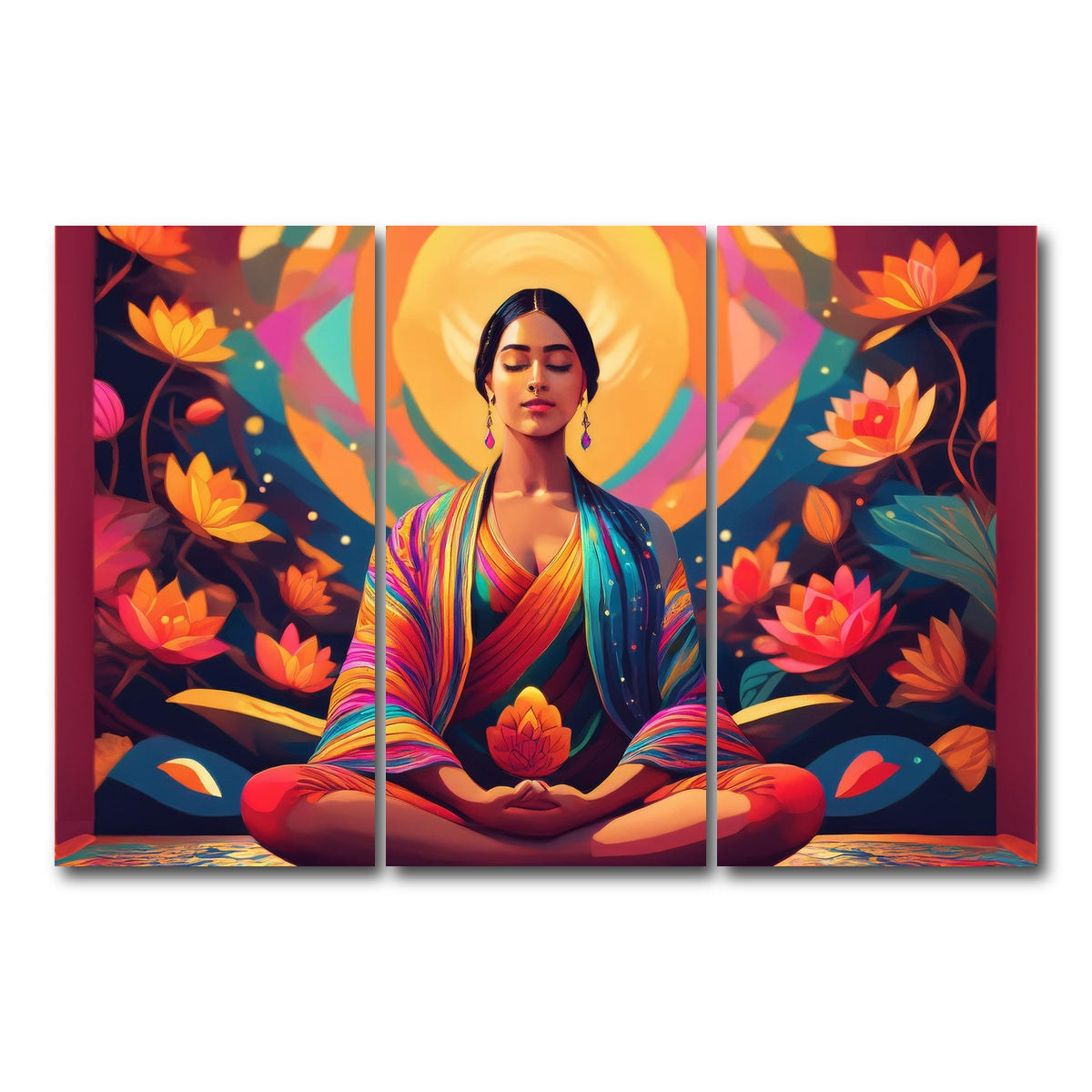 AUTO-MOCKUP WHITE | Meditating Mind | 3 Piece | Gallery Wrap Canvas | group=12x24