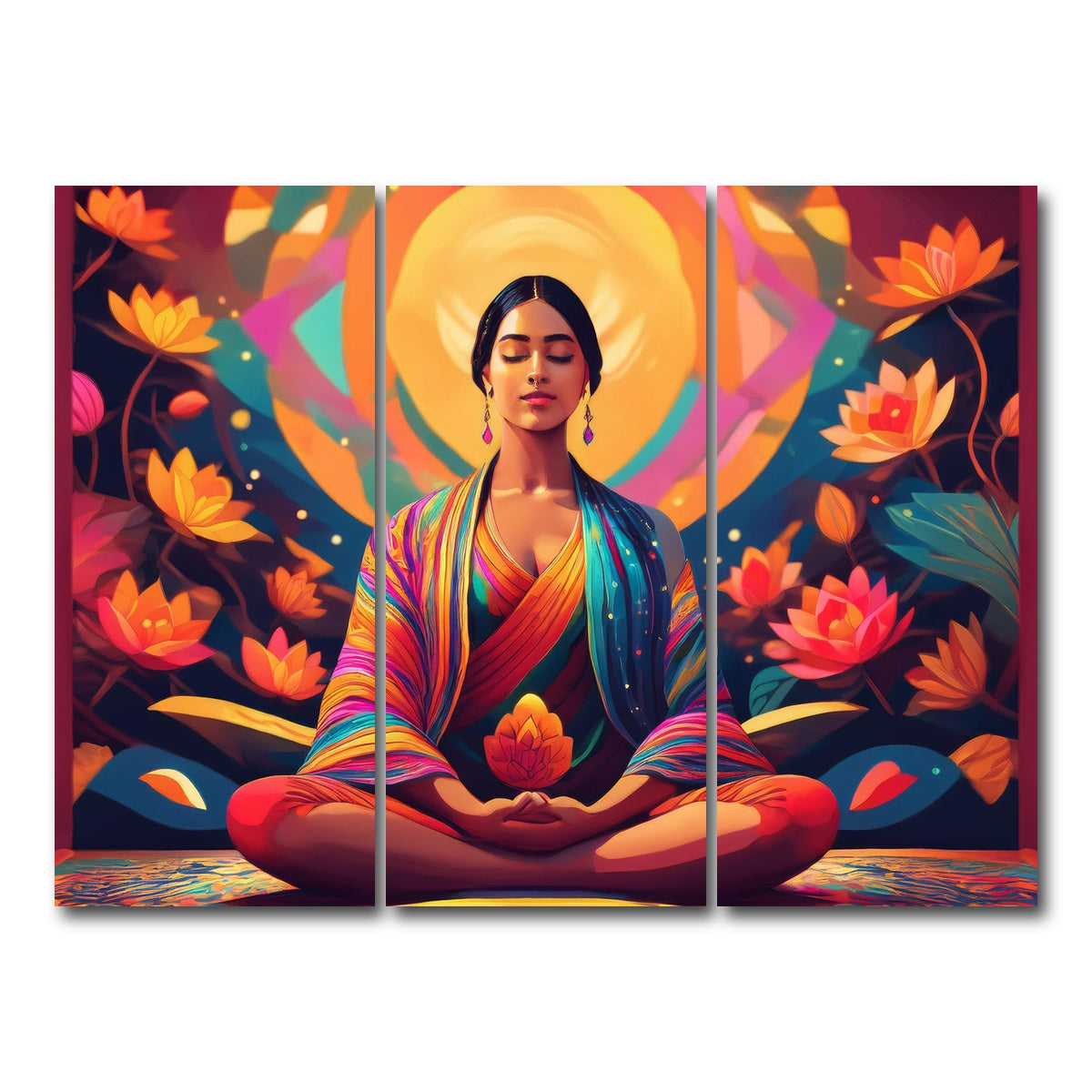 AUTO-MOCKUP WHITE | Meditating Mind | 3 Piece | Gallery Wrap Canvas | group=8x18