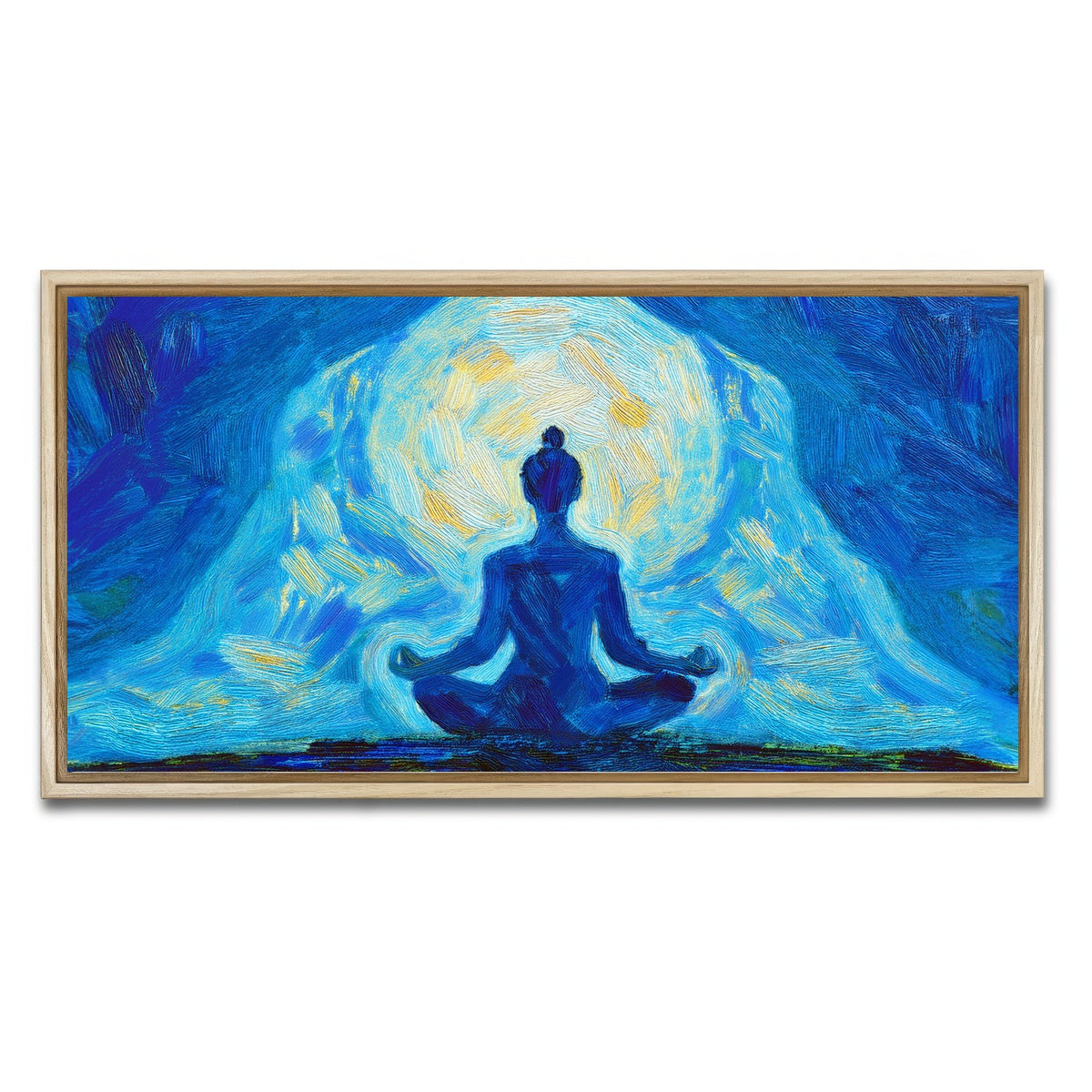 AUTO-MOCKUP WHITE | Meditating Silhouette | 1 Piece | Natural Framed Canvas | group=2x1