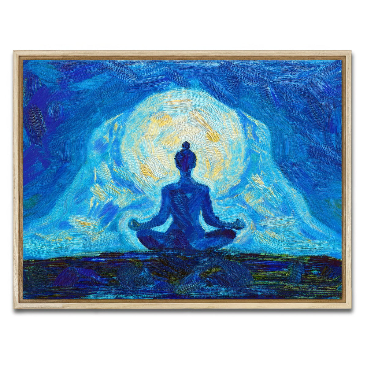 AUTO-MOCKUP WHITE | Meditating Silhouette | 1 Piece | Natural Framed Canvas | group=4x3