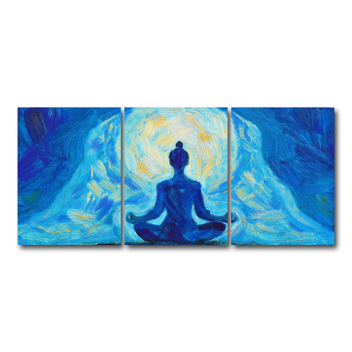 AUTO-MOCKUP WHITE | Meditating Silhouette | 3 Piece | Gallery Wrap Canvas | group=18x24