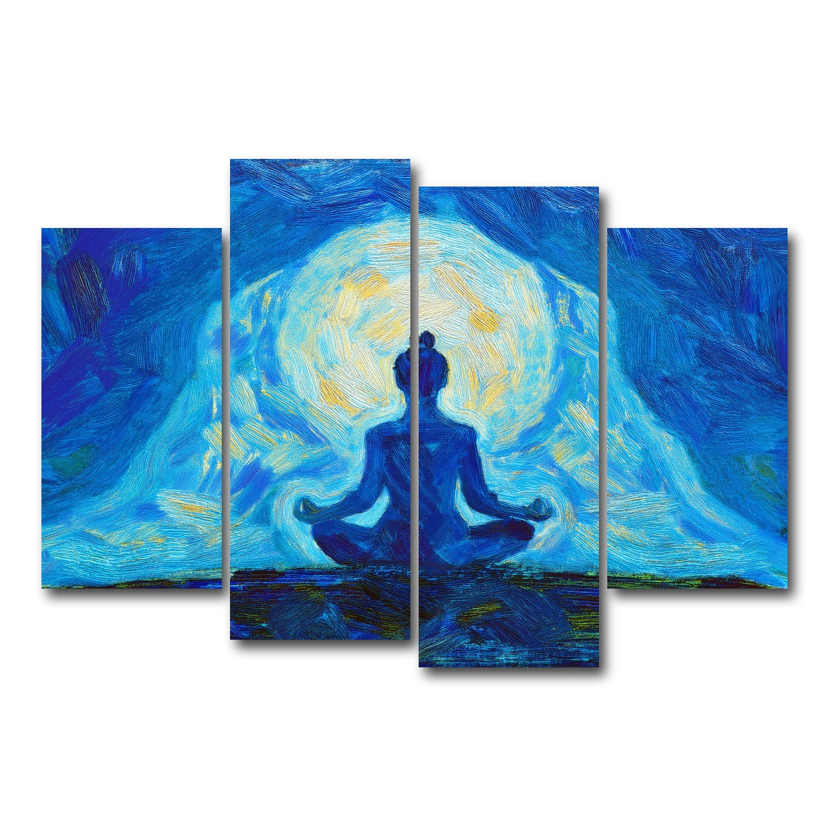 AUTO-MOCKUP WHITE | Meditating Silhouette | 4 Piece | Gallery Wrap Canvas | group=4_short