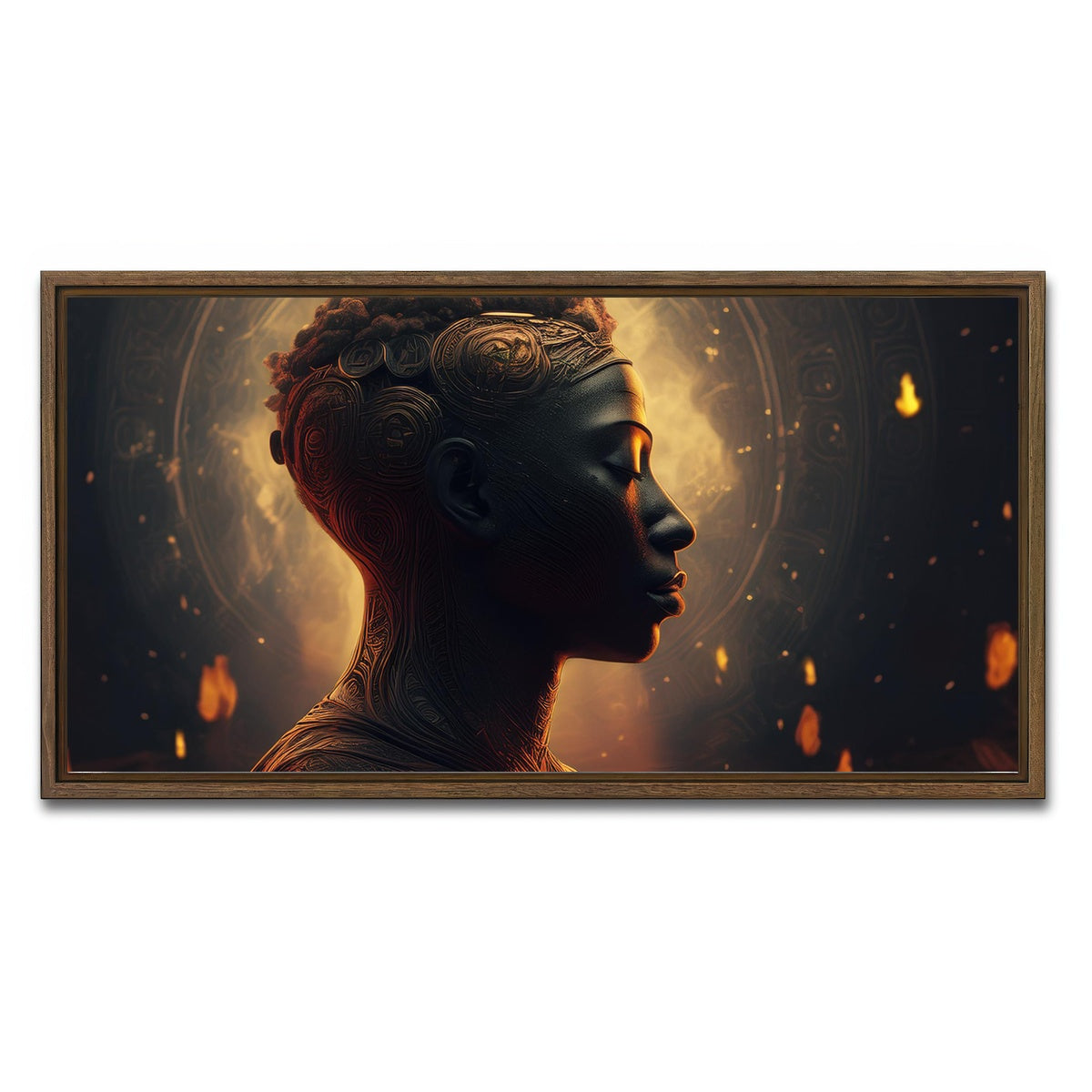 AUTO-MOCKUP WHITE | Meditating Soul | 1 Piece | Walnut Framed Canvas | group=2x1