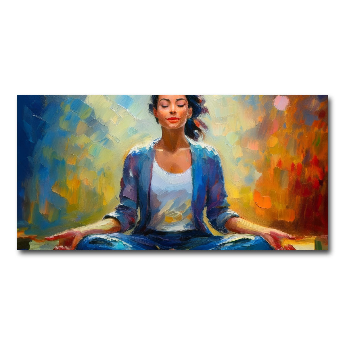 AUTO-MOCKUP WHITE | Meditating Woman | 1 Piece | Gallery Wrap Canvas | group=2x1
