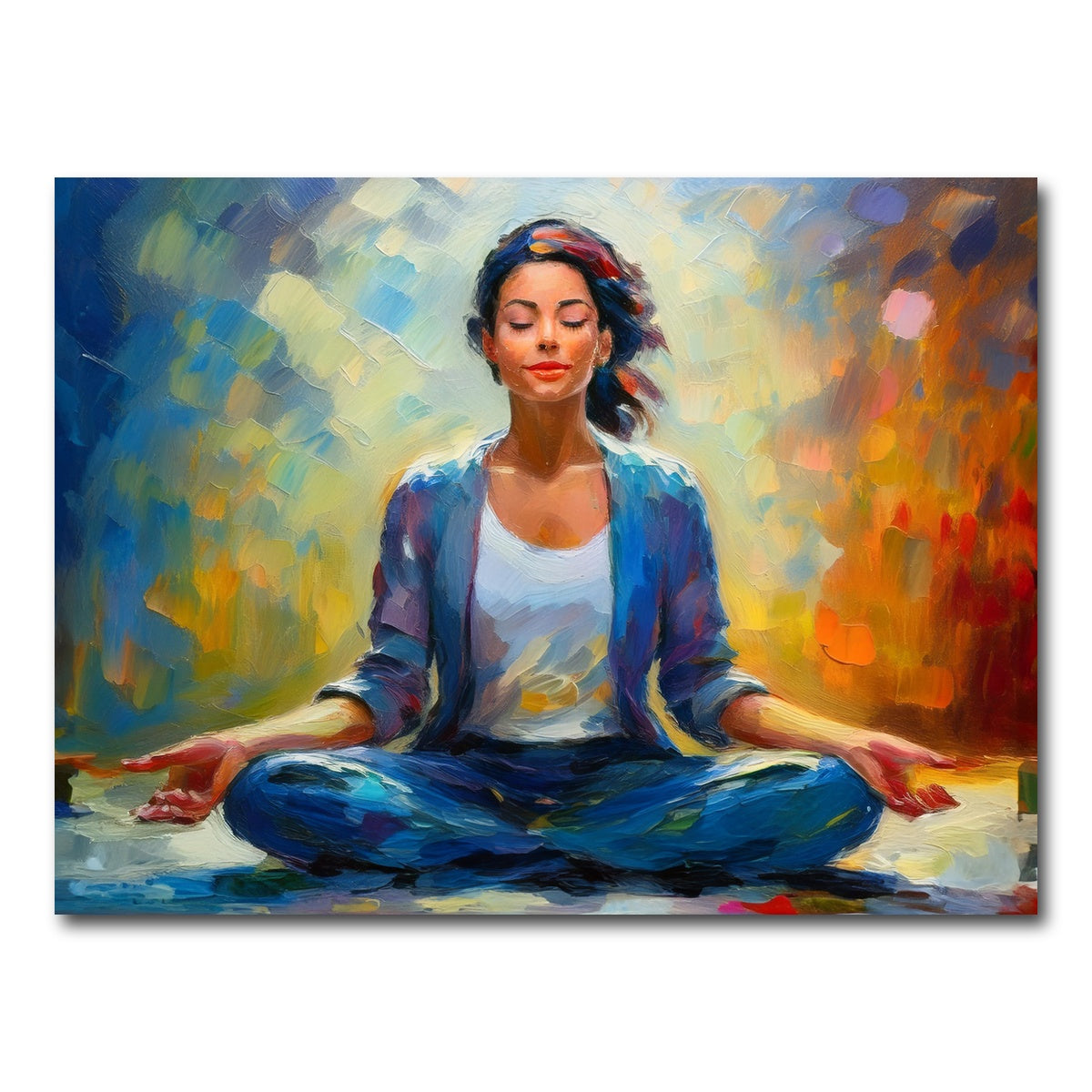 AUTO-MOCKUP WHITE | Meditating Woman | 1 Piece | Gallery Wrap Canvas | group=4x3