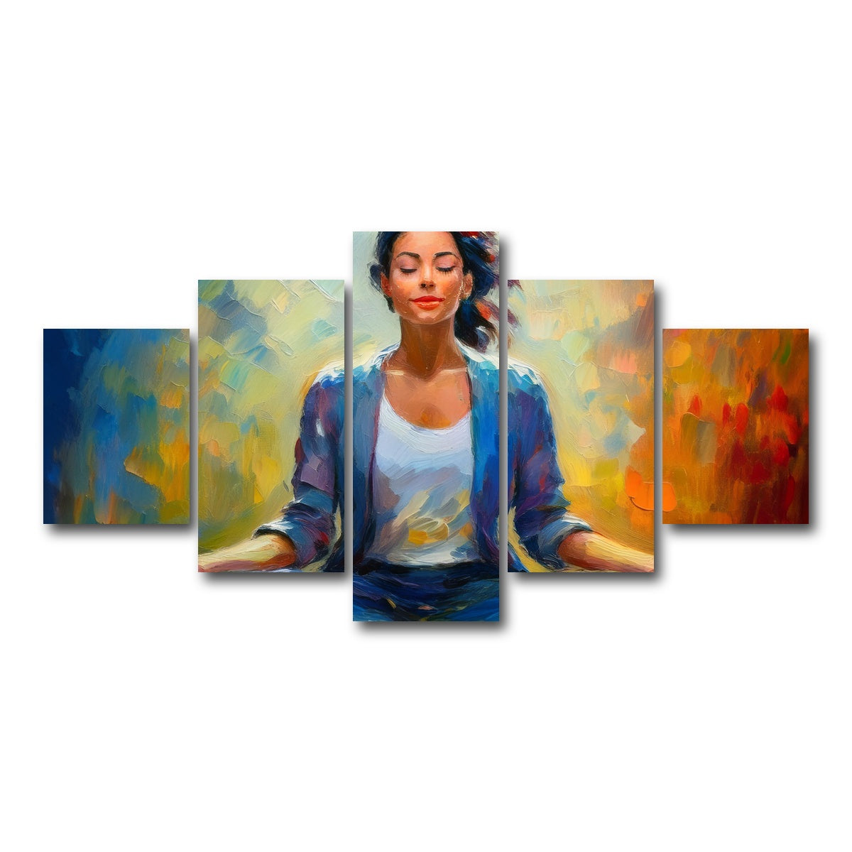 AUTO-MOCKUP WHITE | Meditating Woman | 5 Piece | Gallery Wrap Canvas | group=5_short