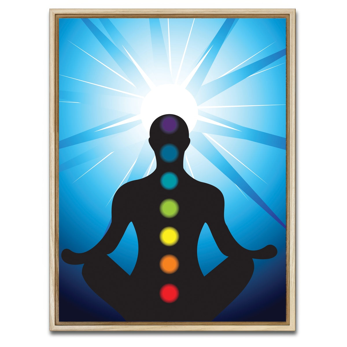 AUTO-MOCKUP WHITE | Meditating with chakra | 1 Piece | Natural Framed Canvas | group=3x4