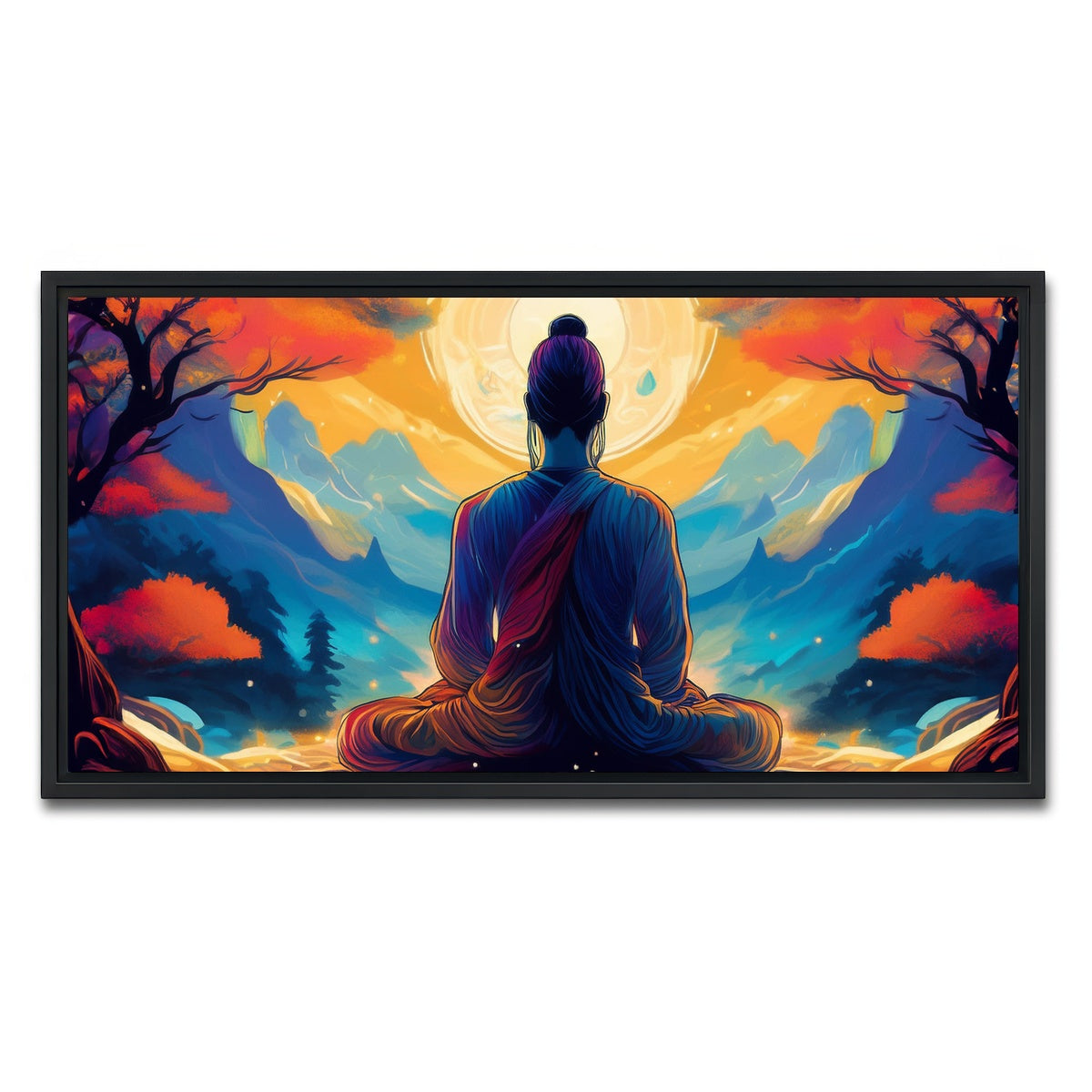 AUTO-MOCKUP WHITE | Meditation Painting | 1 Piece | Black Framed Canvas | group=2x1