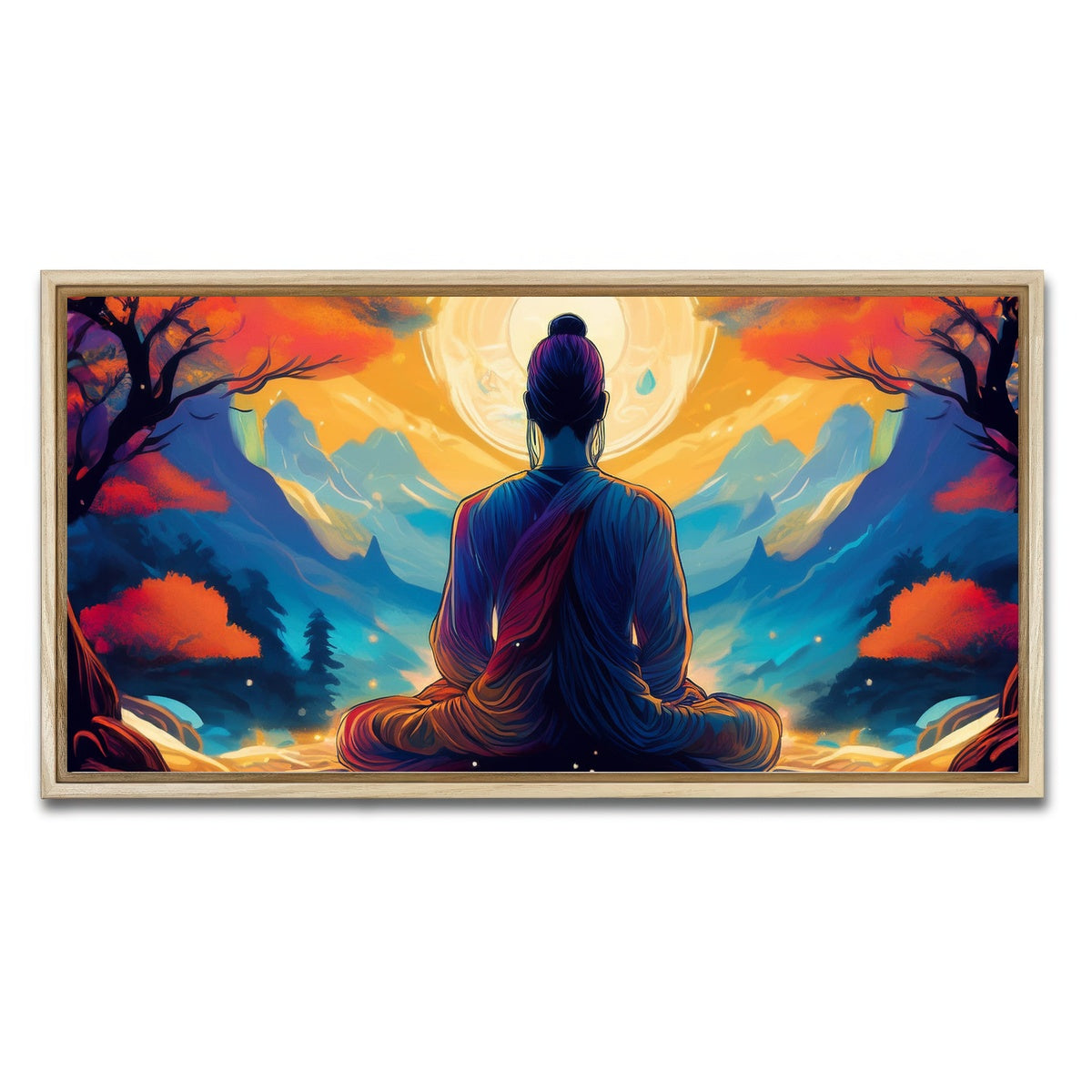 AUTO-MOCKUP WHITE | Meditation Painting | 1 Piece | Natural Framed Canvas | group=2x1